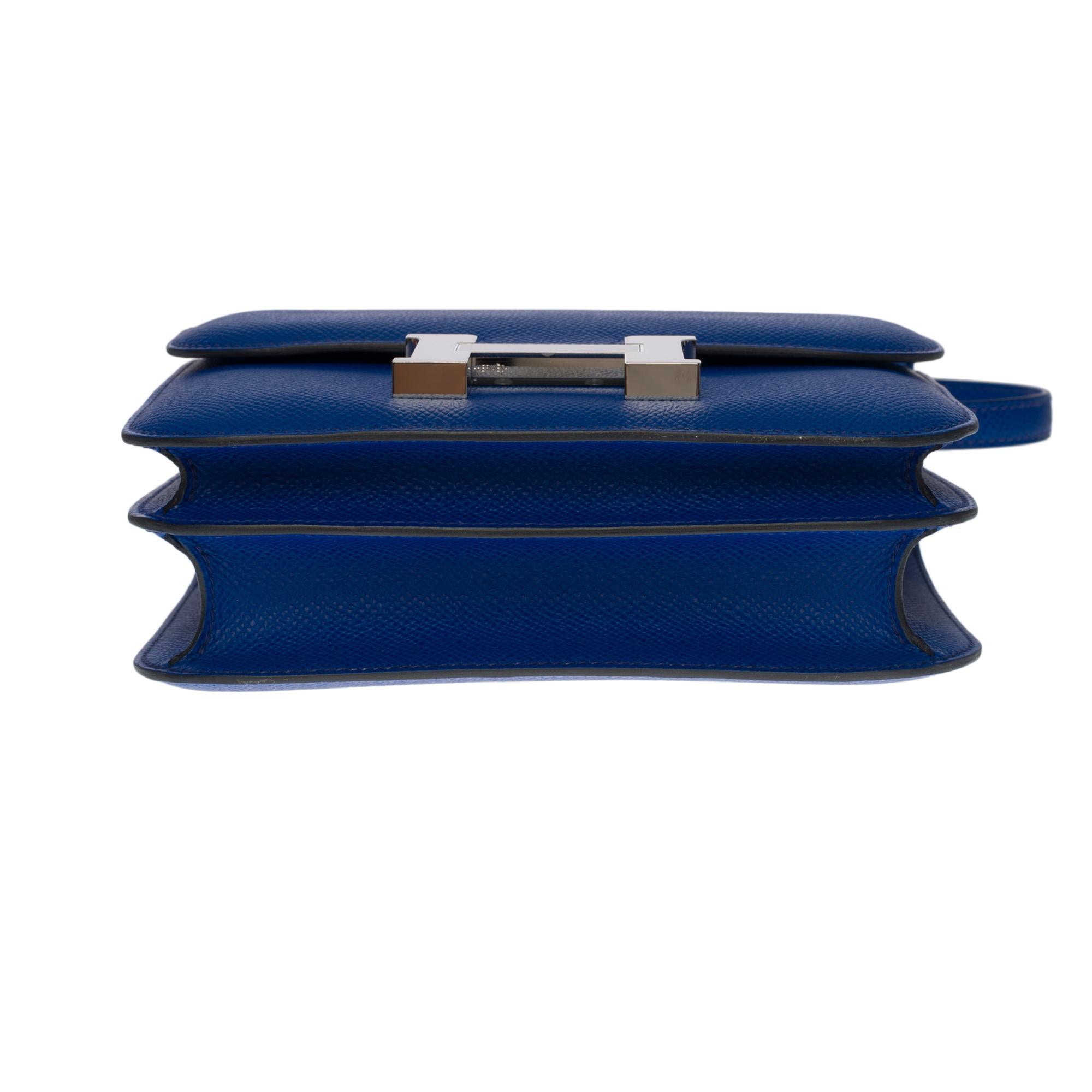 Brand New -Hermes Mini Constance 18 shoulder bag in bleu royal epsom leather, SHW 2