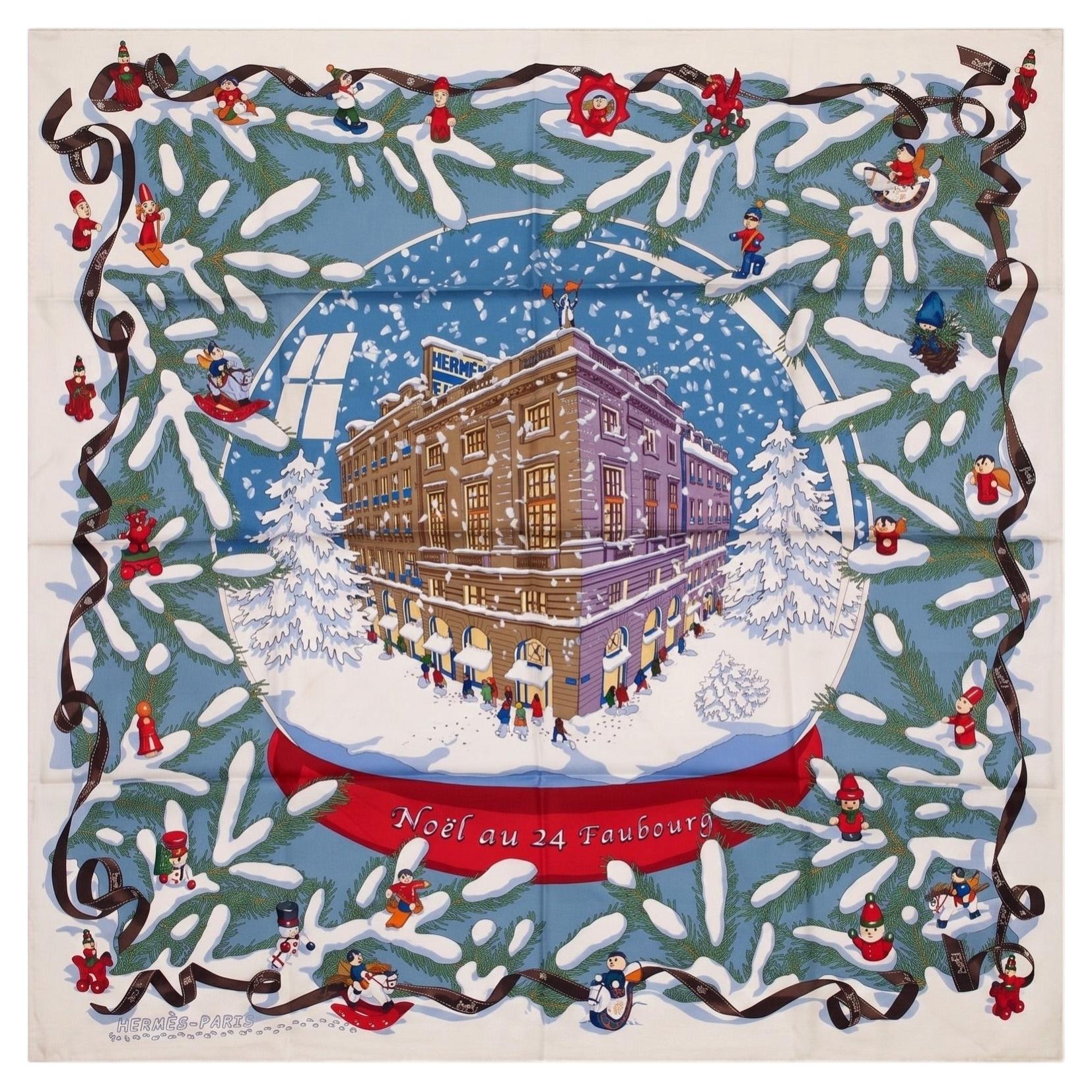 Brand New Hermès Noel au 24 Faubourg Silk Scarf