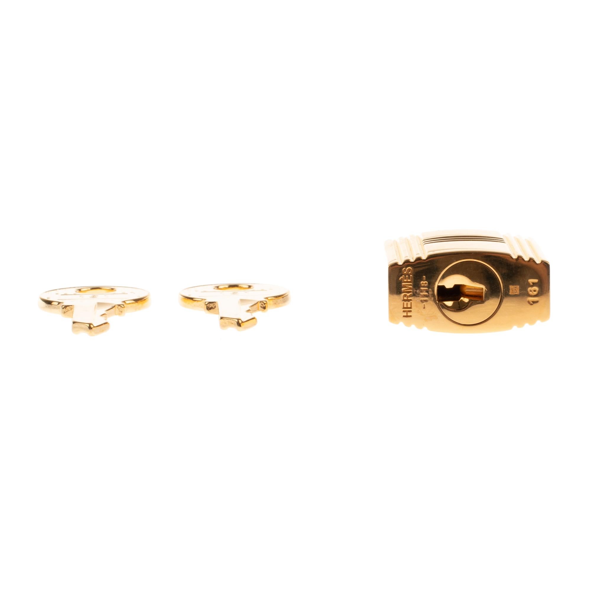 White Brand New Hermès Padlock in gold plated metal for Birkin or Kelly handbags For Sale