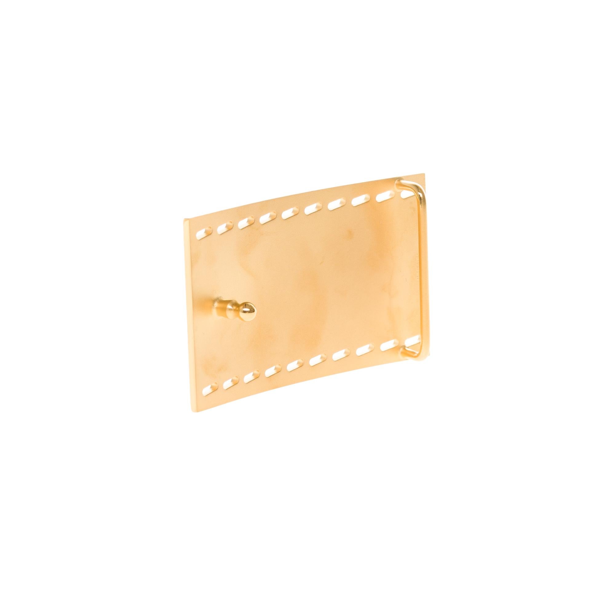 Women's or Men's Brand New Hermes Rectangle Belt Buckle in gold plated metal (37mm)