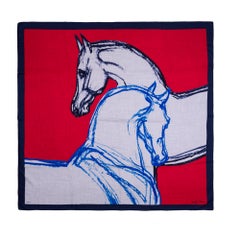 Brand New- Hermès Shawl 140 “Chevaux au Pré” in cashmere and silk