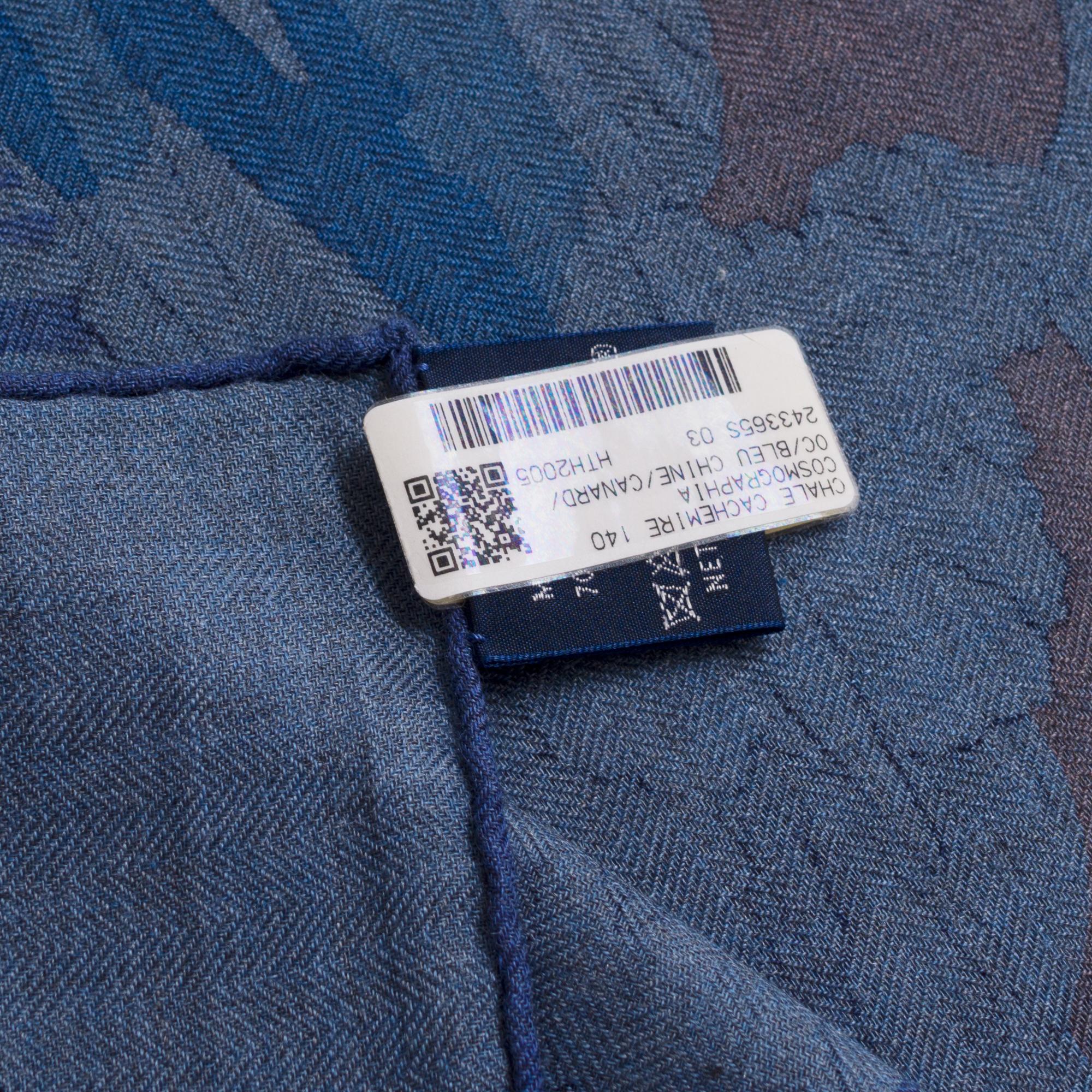 Blue Brand New- Hermès Shawl 140 “Cosmographia Universalis” in cashmere and silk