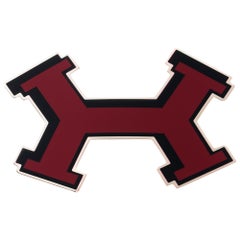 Brand new Hermes Street in burgundy & black metal Belt Buckle !