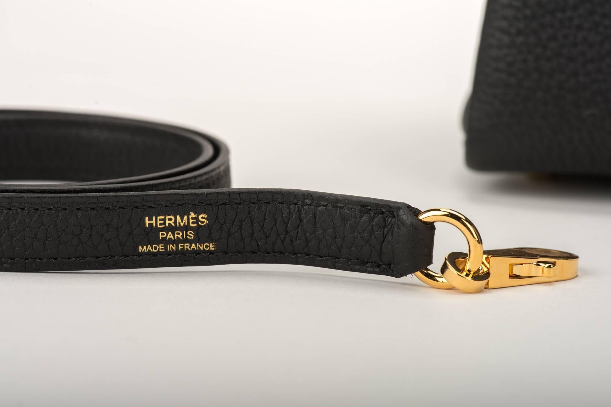 Brand New in Box Hermes Kelly 32 cm Togo Black Gold Bag 2