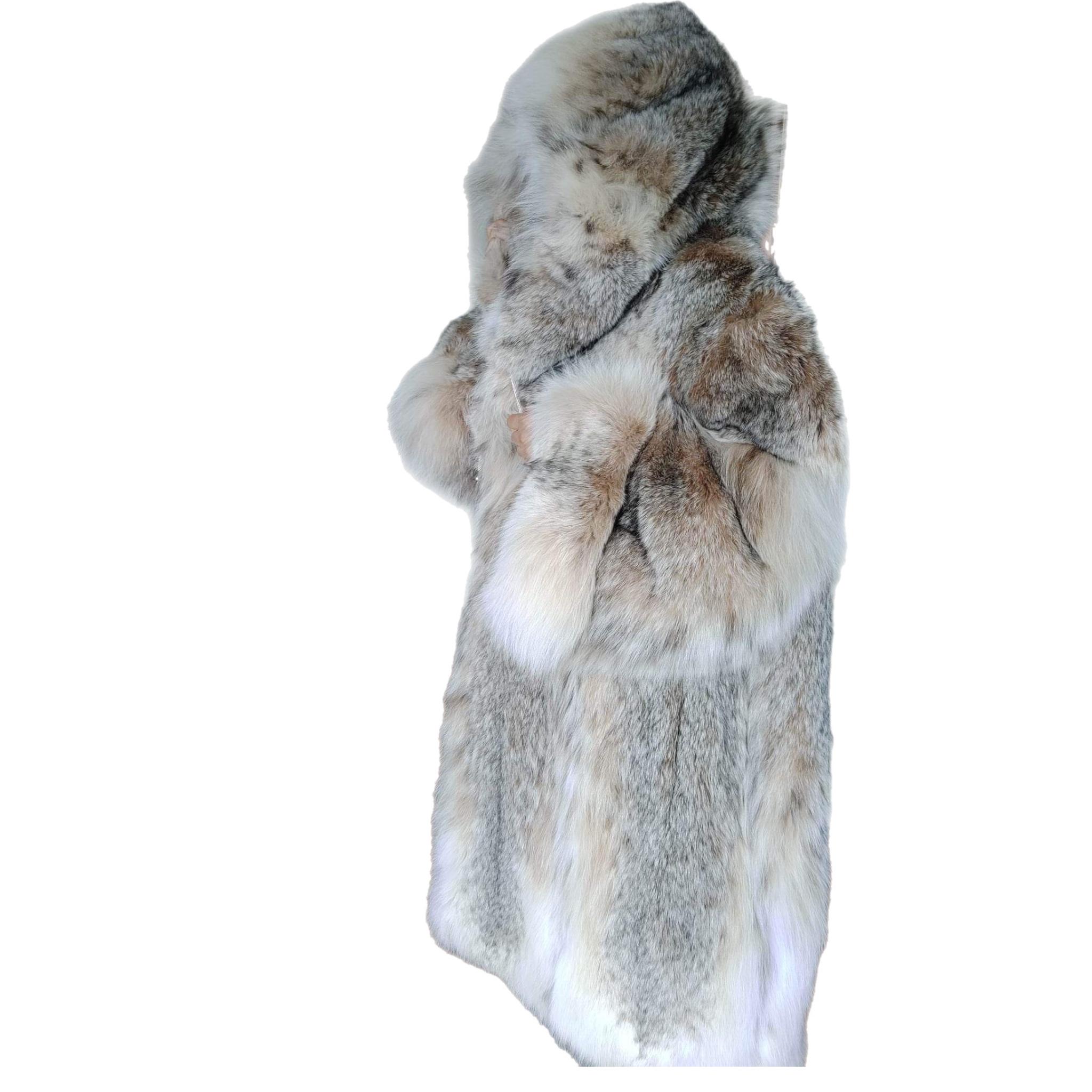 lightweight Canadian lynx fur coat with detachable hood size 12/L For Sale 7