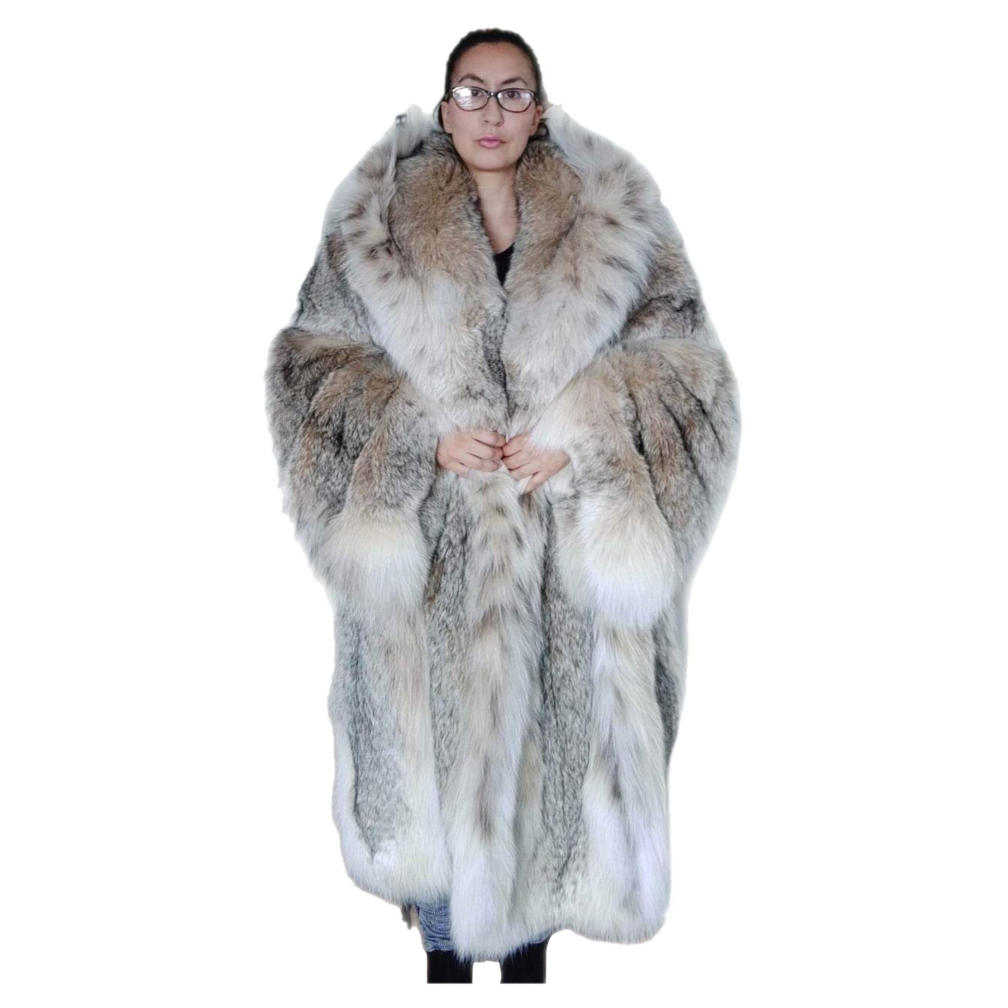 Abrigo ligero de piel de lince canadiense a estrenar con capucha desmontable talla 24 XXL