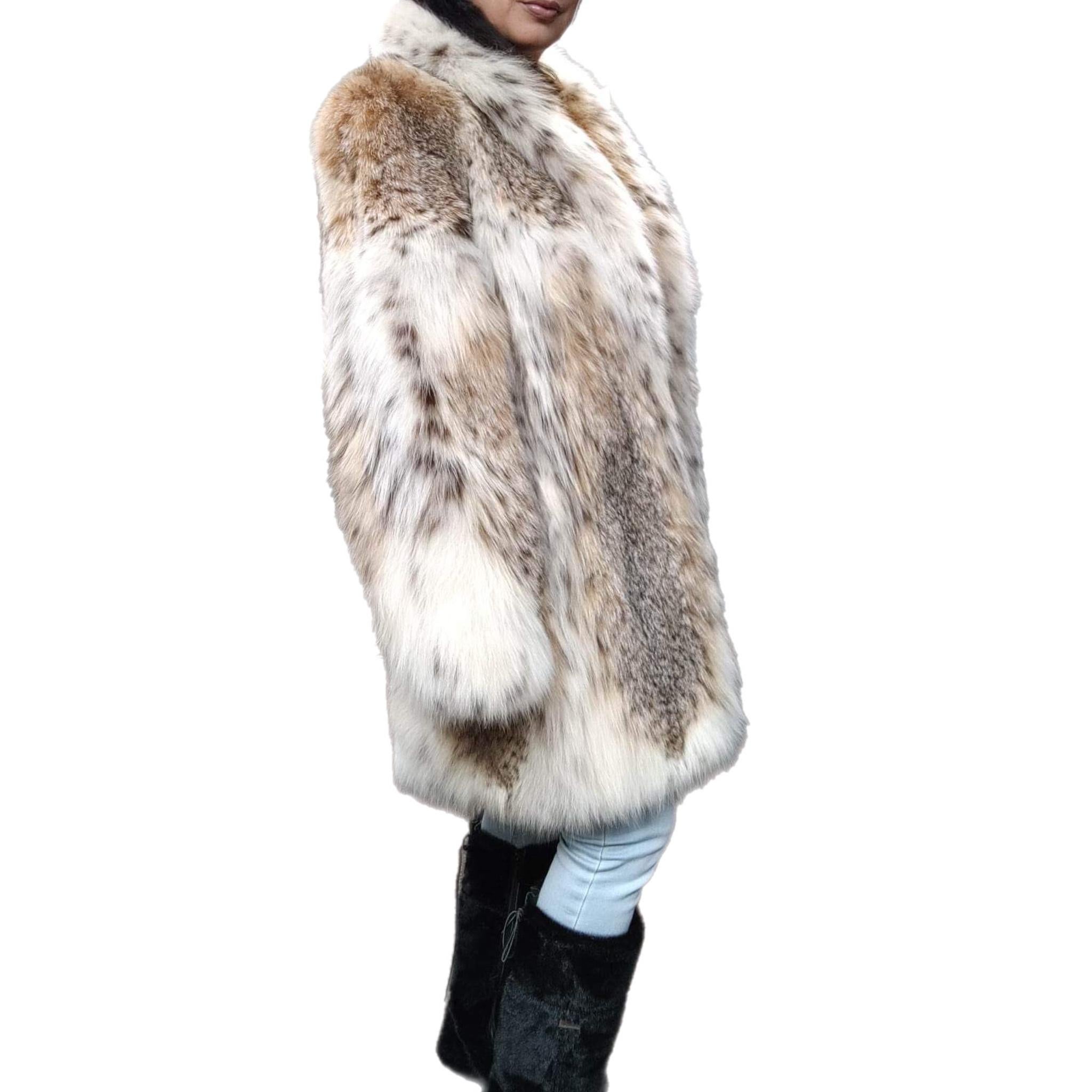 Brand new lightweight lynx fur coat size 12-14 For Sale 5
