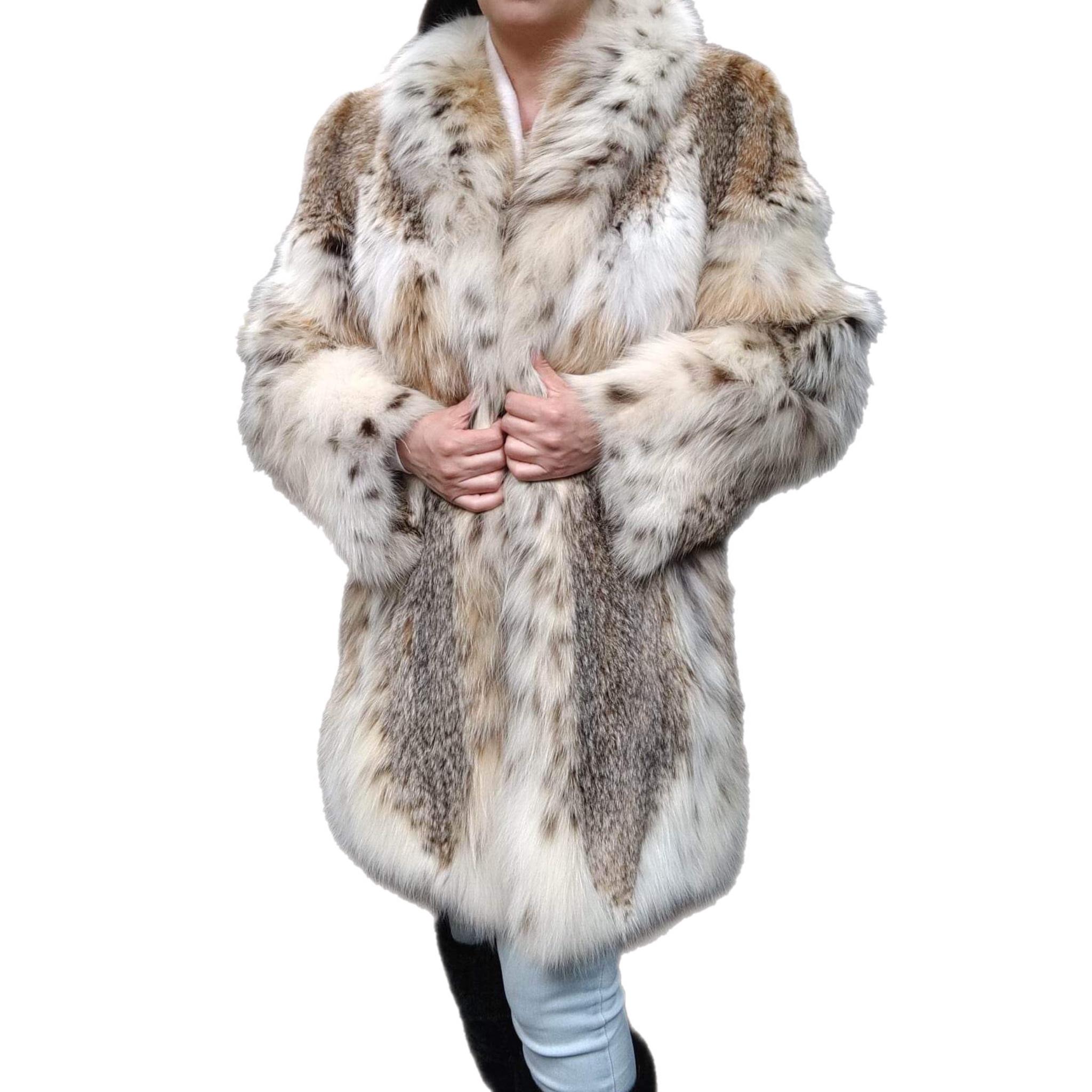 Brand new lightweight lynx fur coat size 12-14 For Sale 7