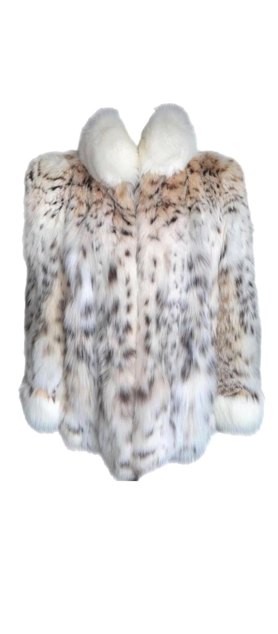 Manteau en fourrure de lynx léger, neuf, taille 12-14 en vente 1