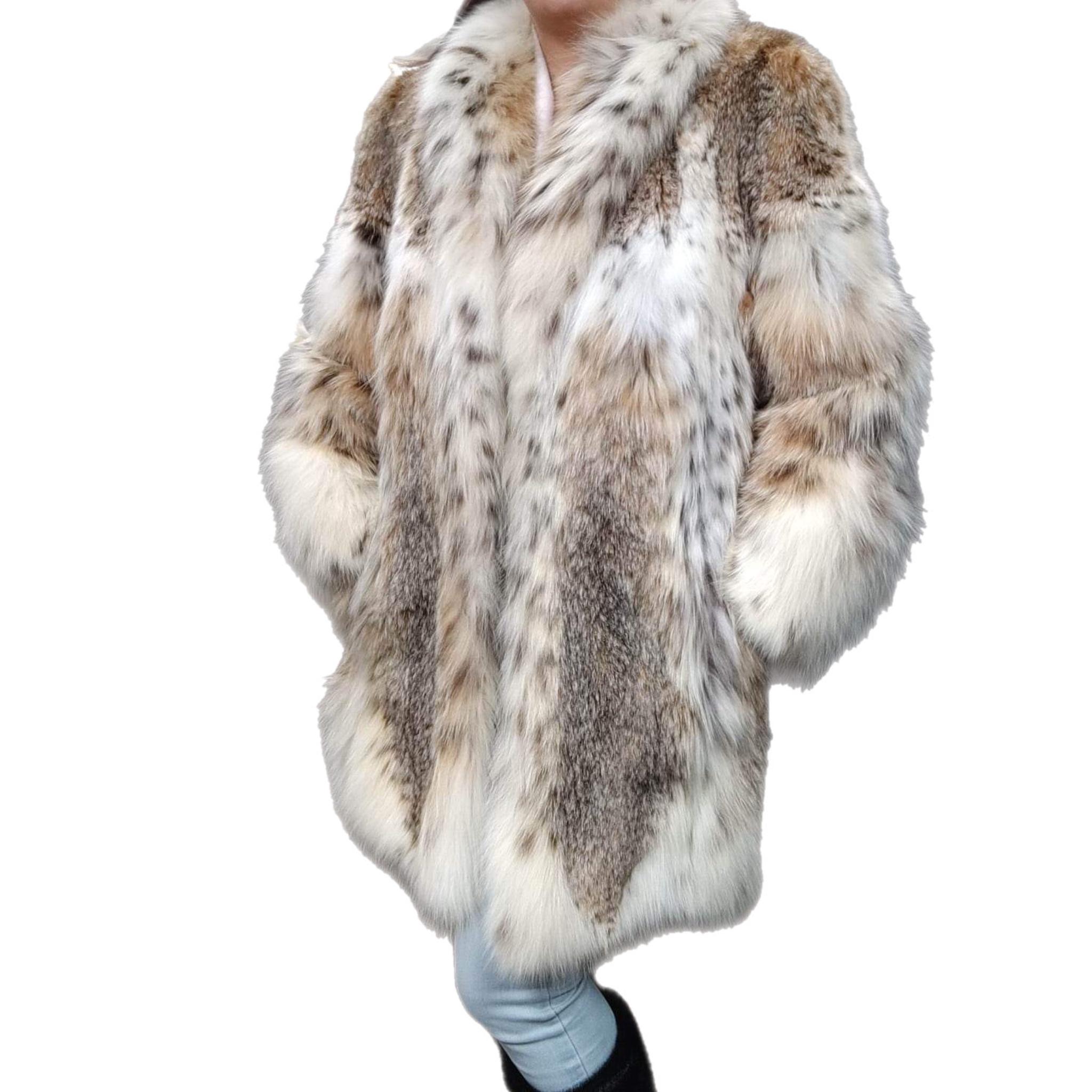 Brand new lightweight lynx fur coat size 12-14 For Sale 3