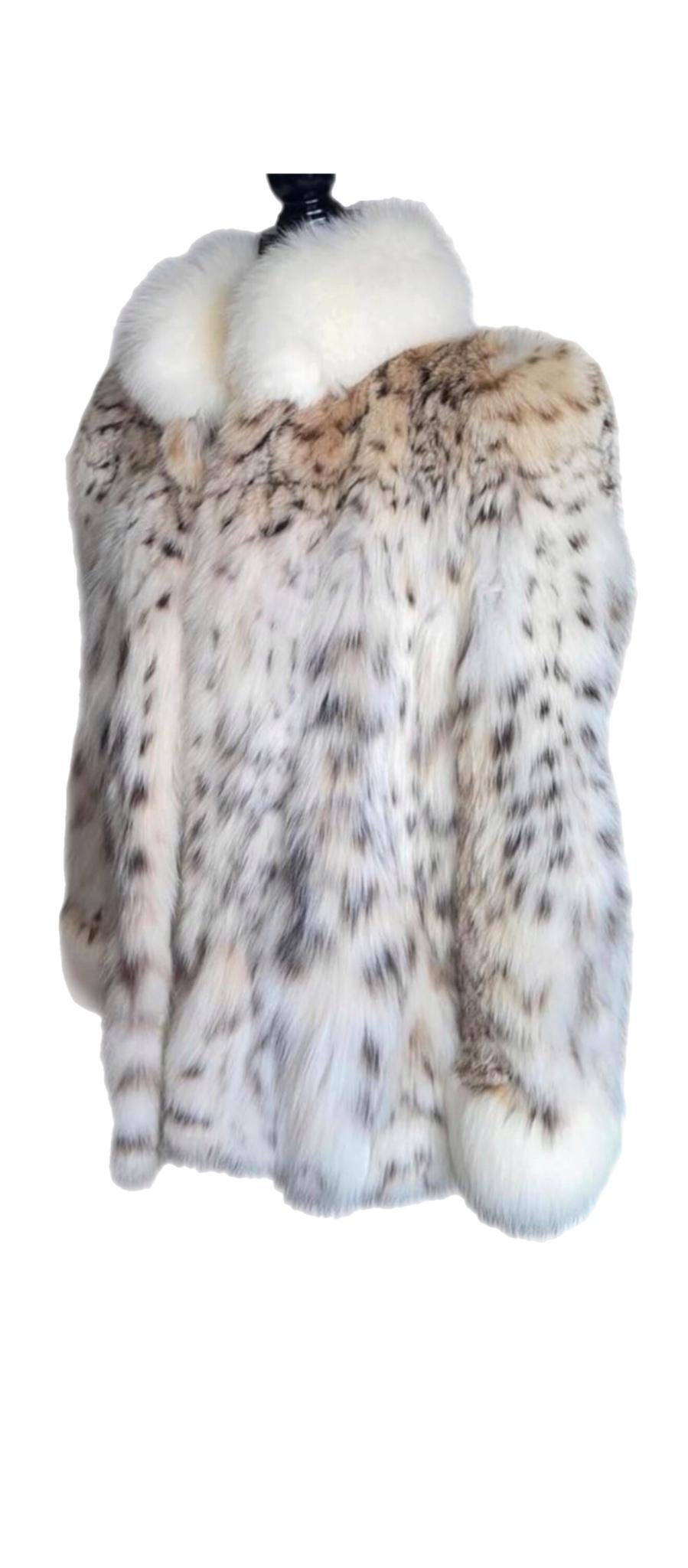 Manteau en fourrure de lynx léger, neuf, taille 12-14 en vente 4