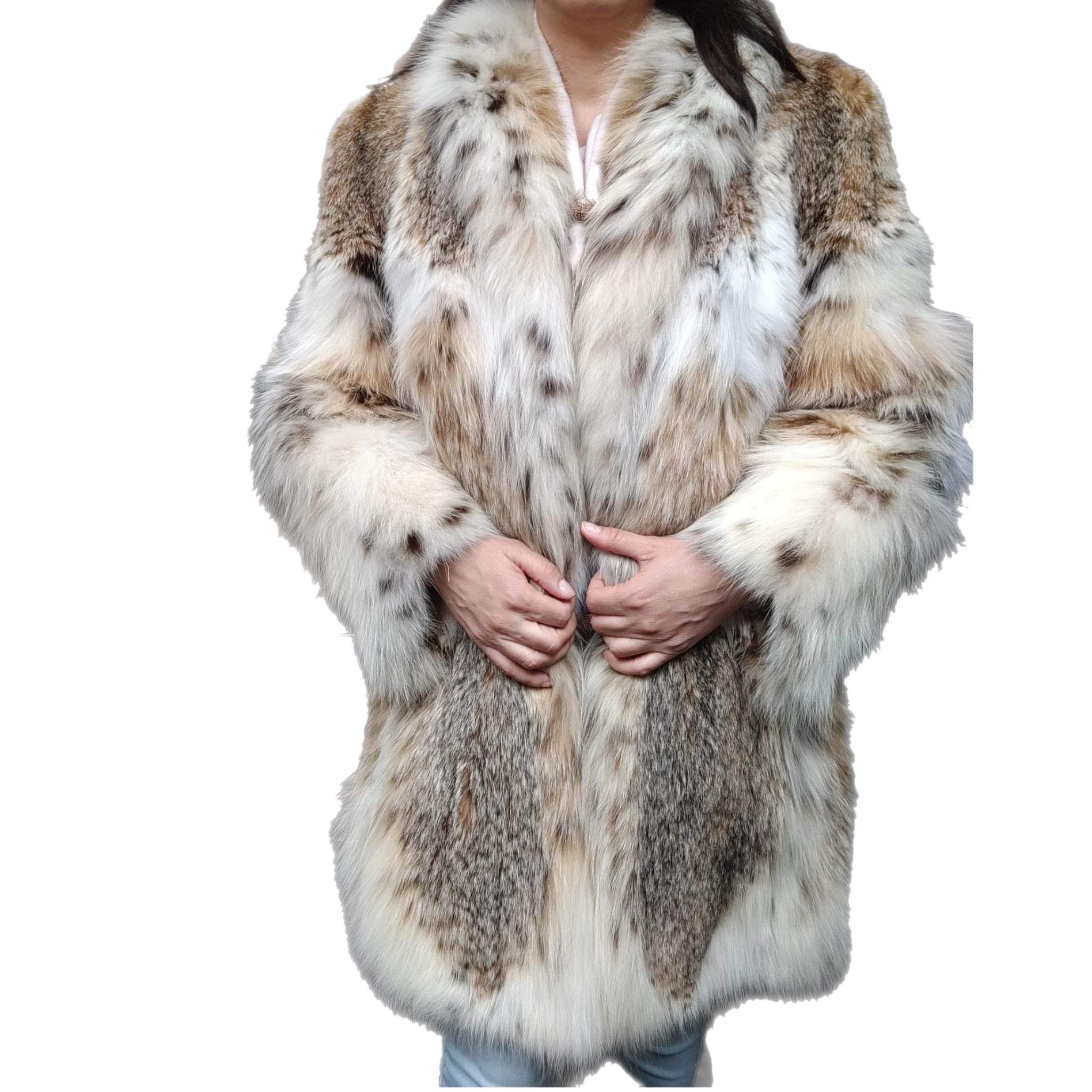 Brand new lightweight lynx fur coat size 12-14 For Sale 4