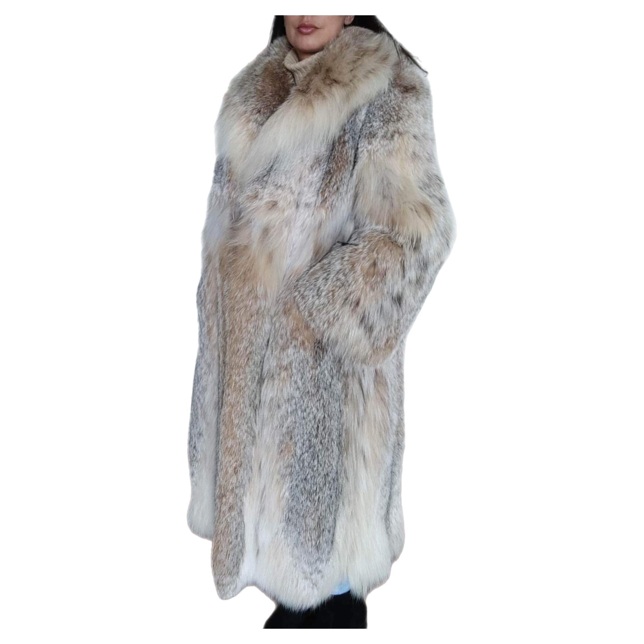 Brand new lightweight lynx fur coat size 12-14 For Sale