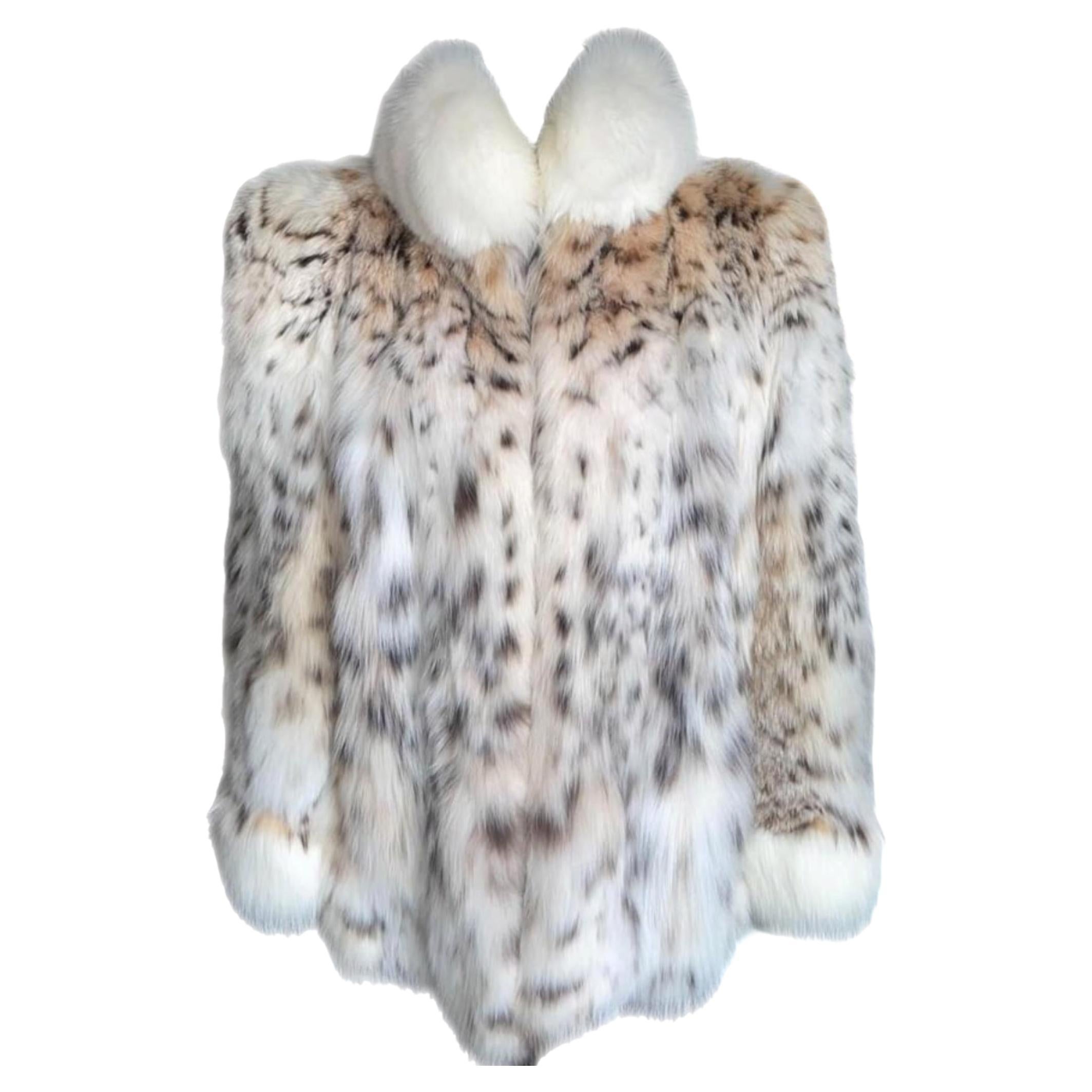 Manteau en fourrure de lynx léger, neuf, taille 12-14 en vente