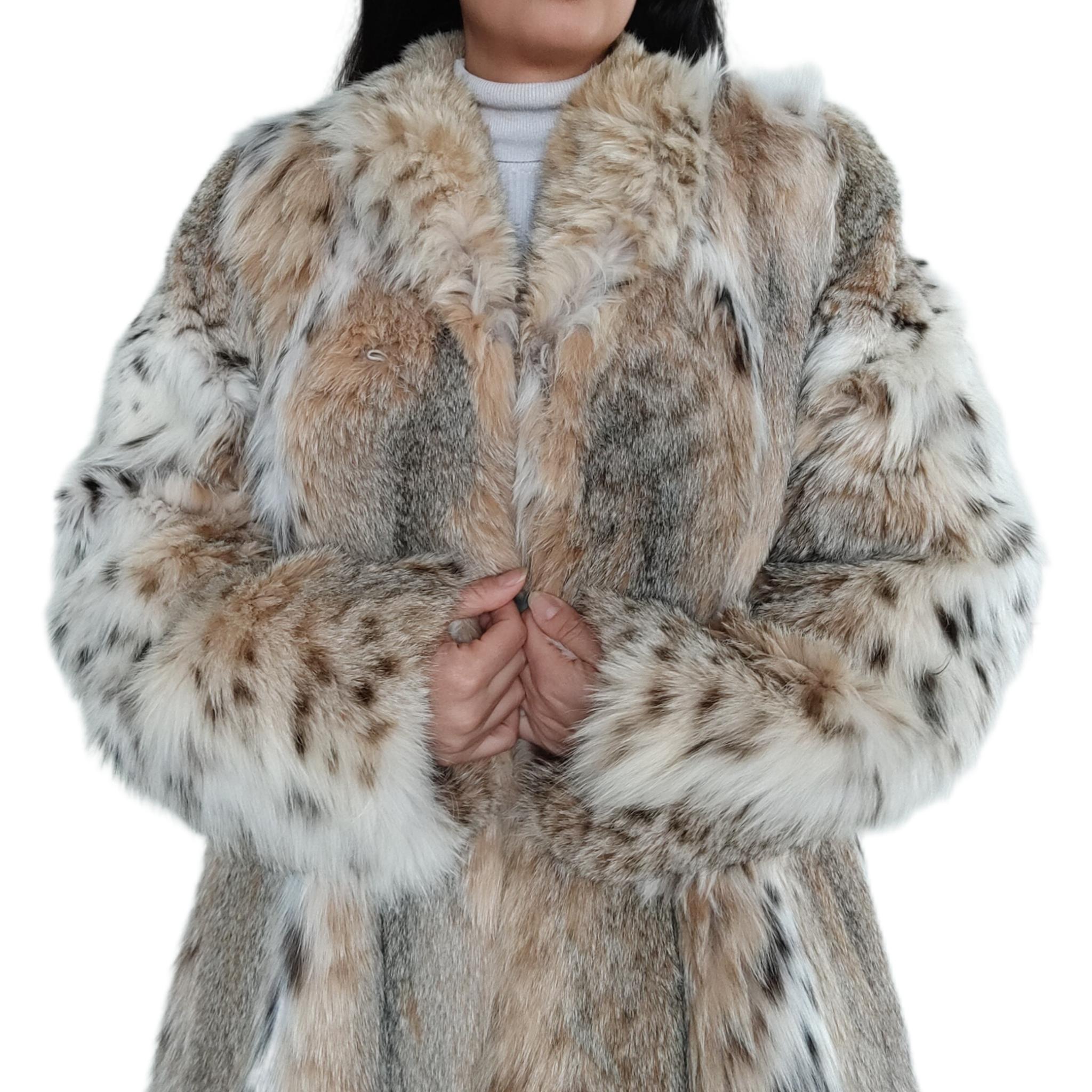 Manteau léger en fourrure de lynx, neuf, taille 14 L 6