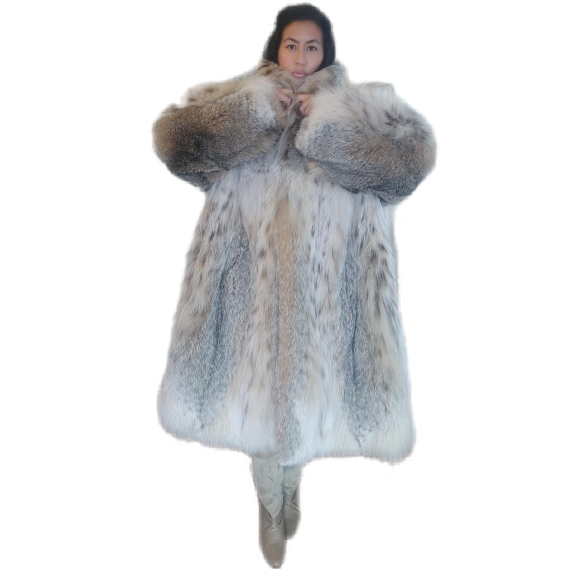 Brand new lightweight lynx fur coat size 14 L For Sale 6