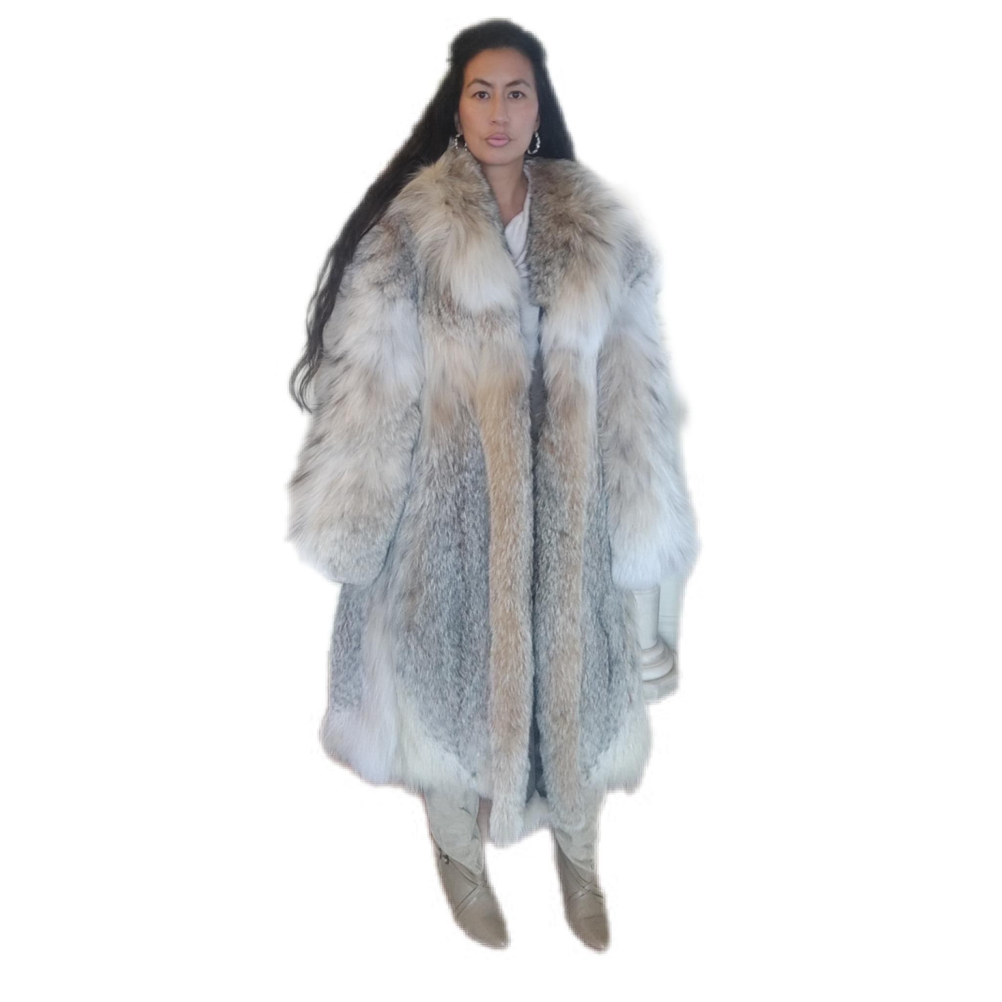 Manteau léger en fourrure de lynx, neuf, taille 14 L en vente 7