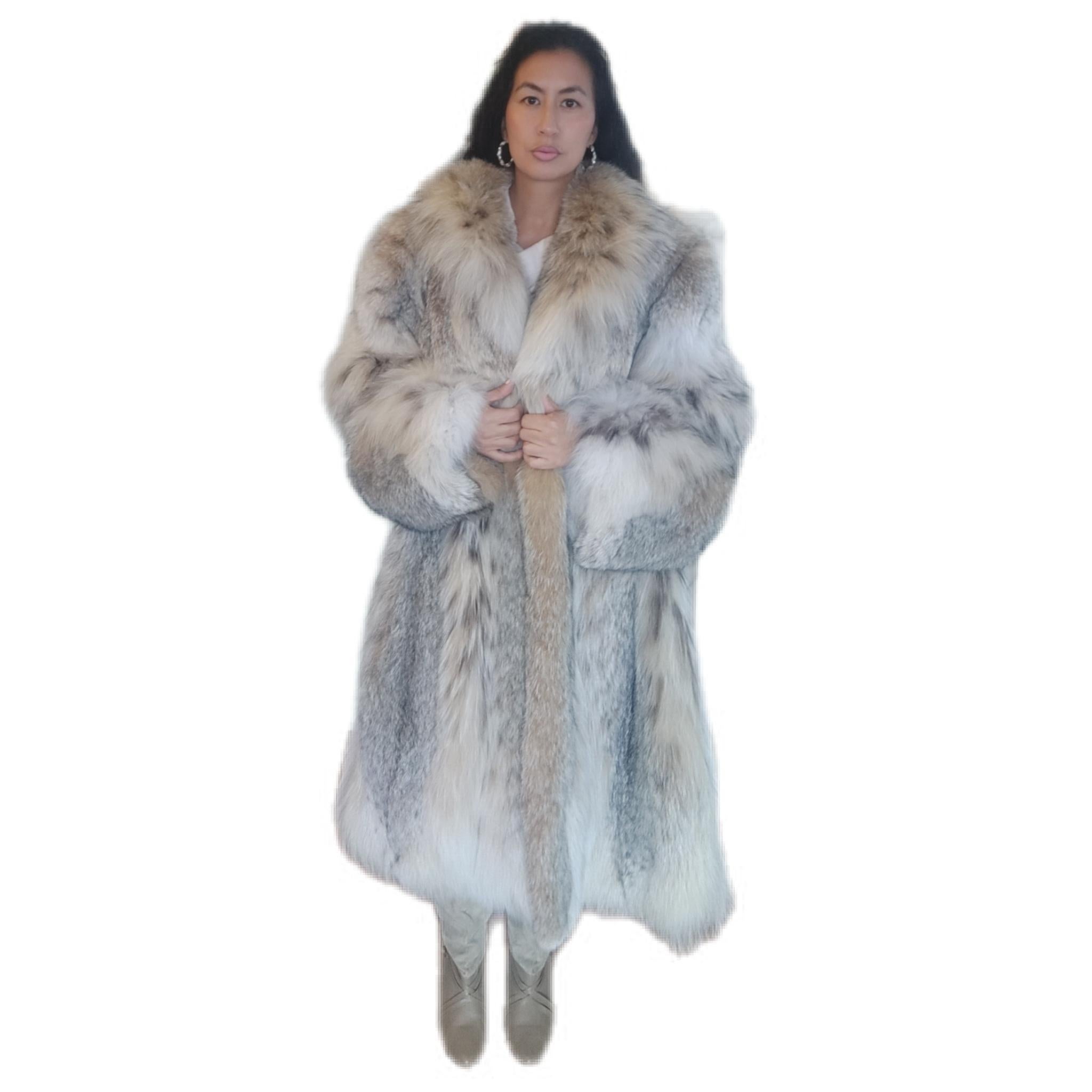 Manteau léger en fourrure de lynx, neuf, taille 14 L en vente 10