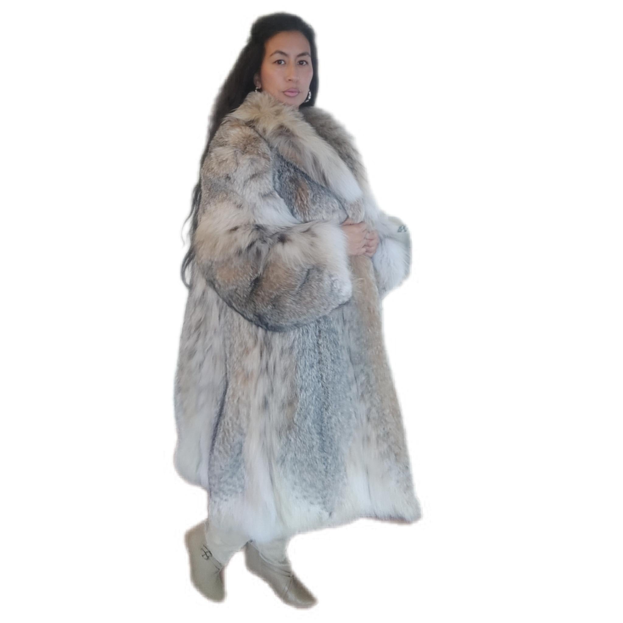 Manteau léger en fourrure de lynx, neuf, taille 14 L en vente 2