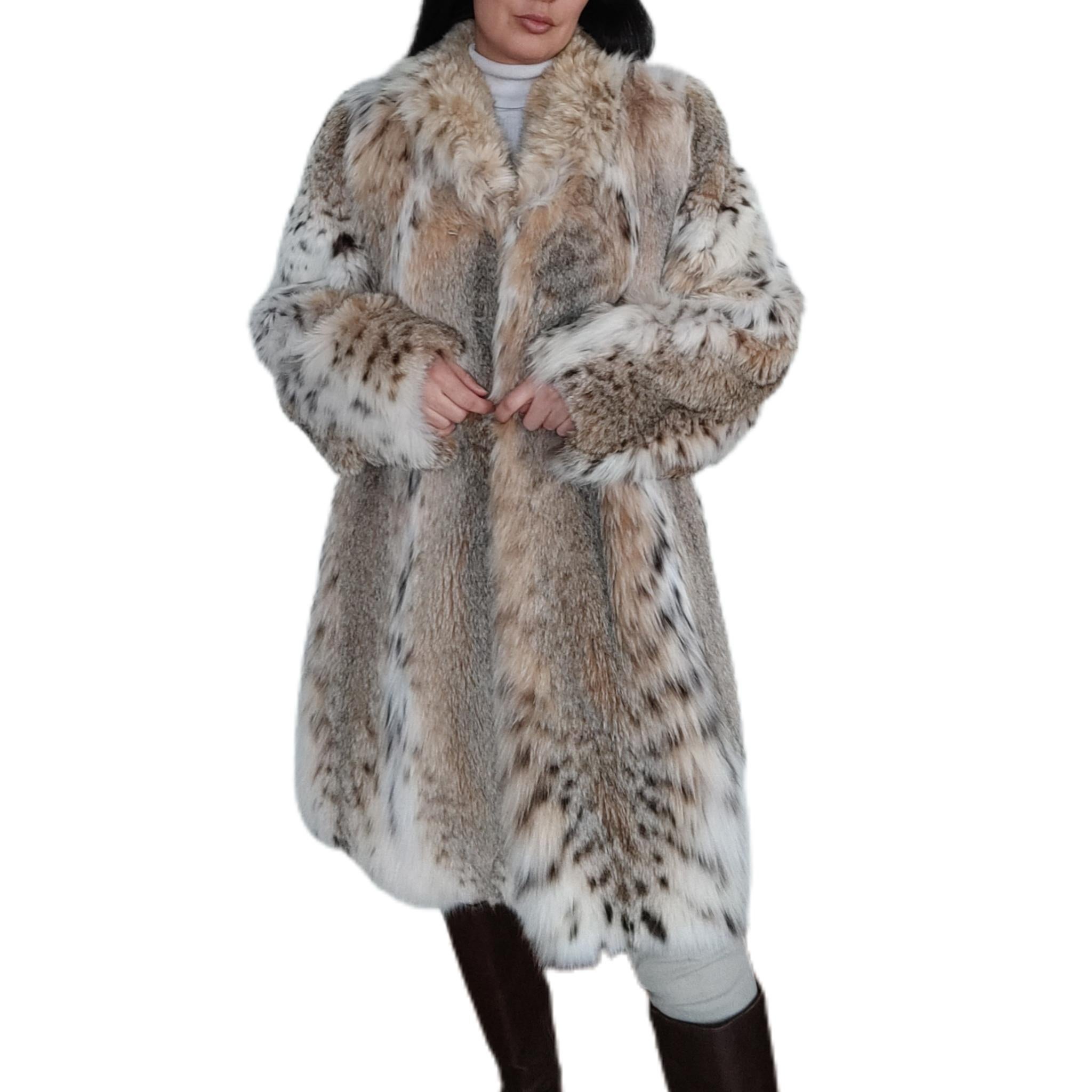 Manteau léger en fourrure de lynx, neuf, taille 14 L 3