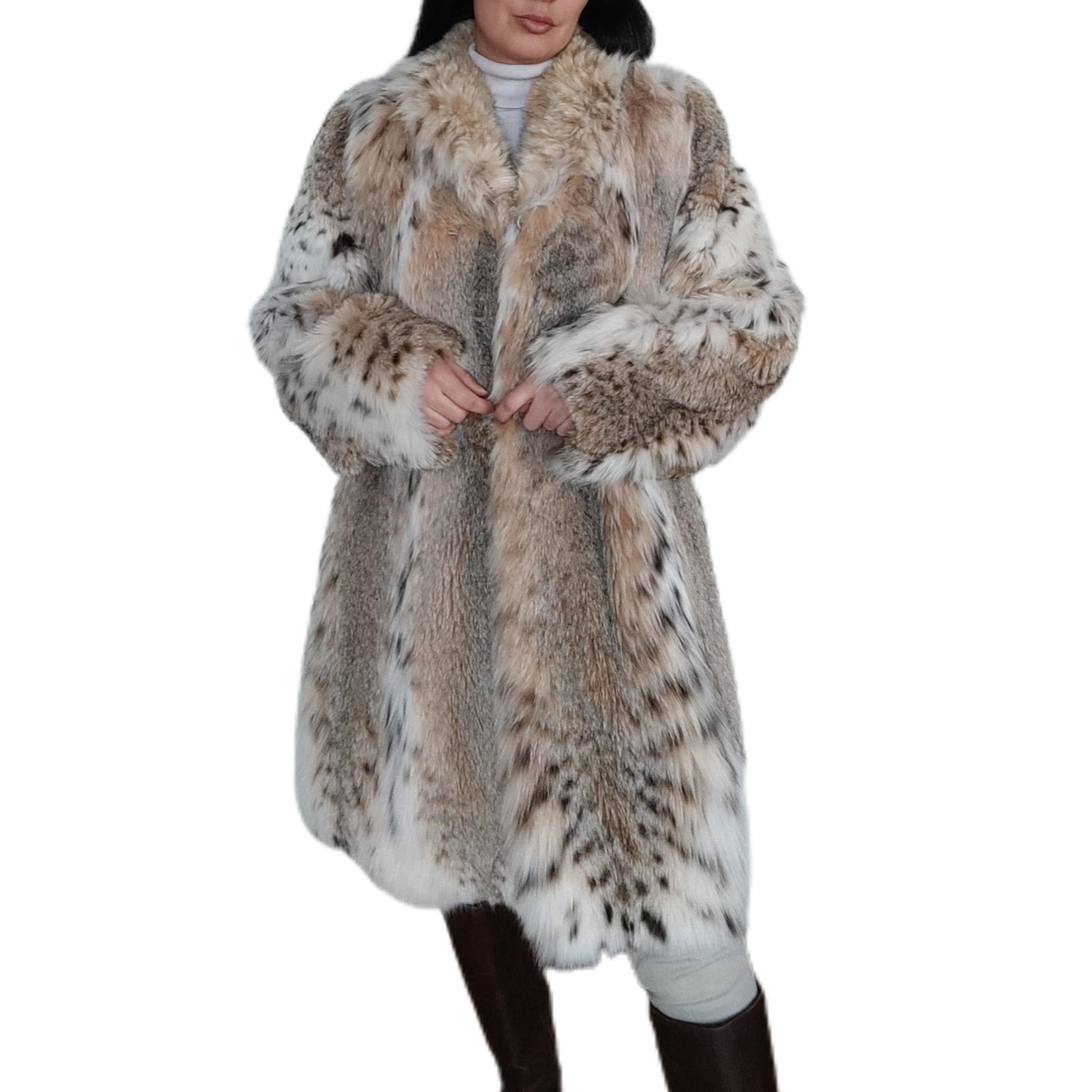 Manteau léger en fourrure de lynx, neuf, taille 14 L en vente 3