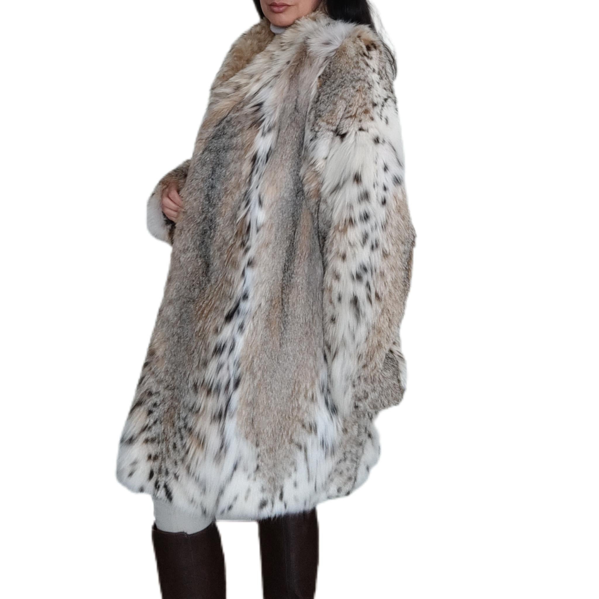 Brand new lightweight lynx fur coat size 14 L For Sale 4