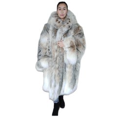 Manteau en fourrure de lynx canadien léger neuf avec capuche détachable, taille 24 XXL