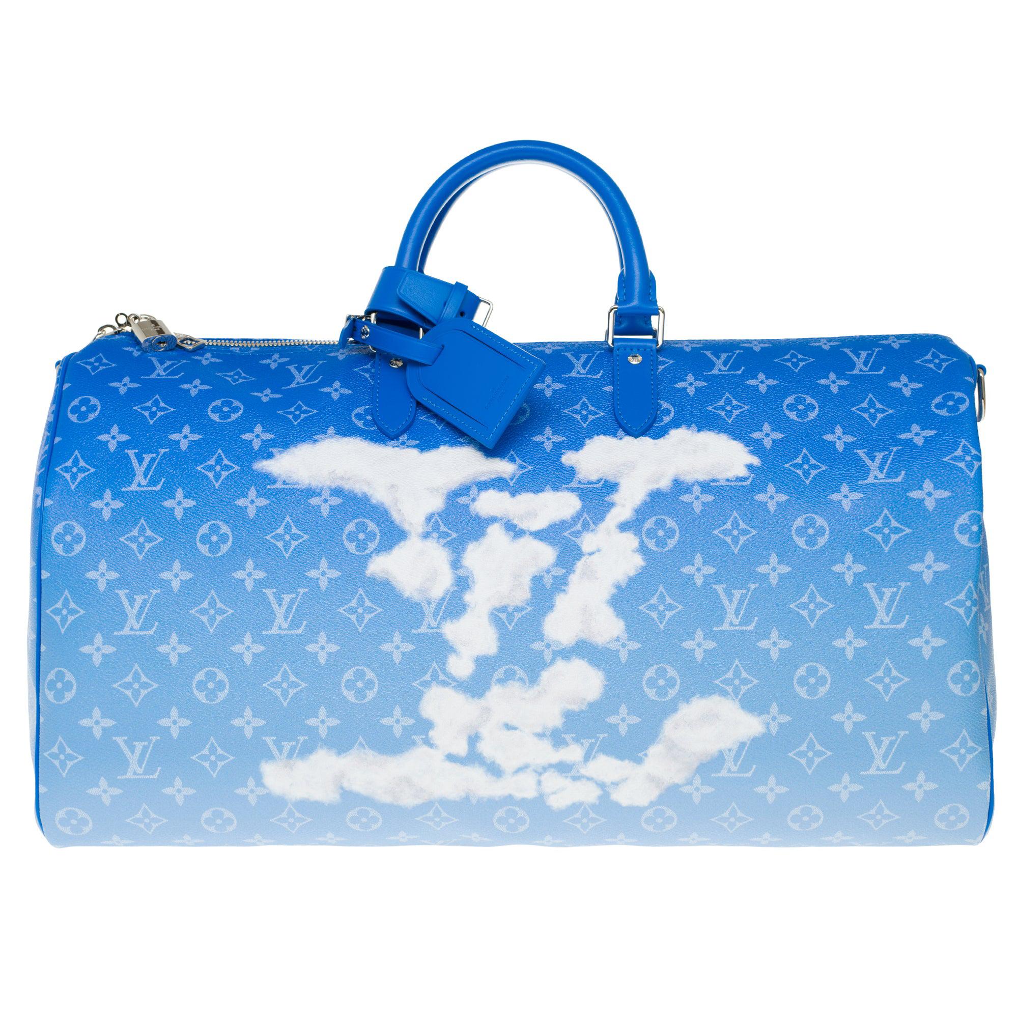 LOUIS VUITTON VIRGIL ABLOH WATERCOLOR GIANT MONOGRAM BLUE BEACH BAG & POUCH