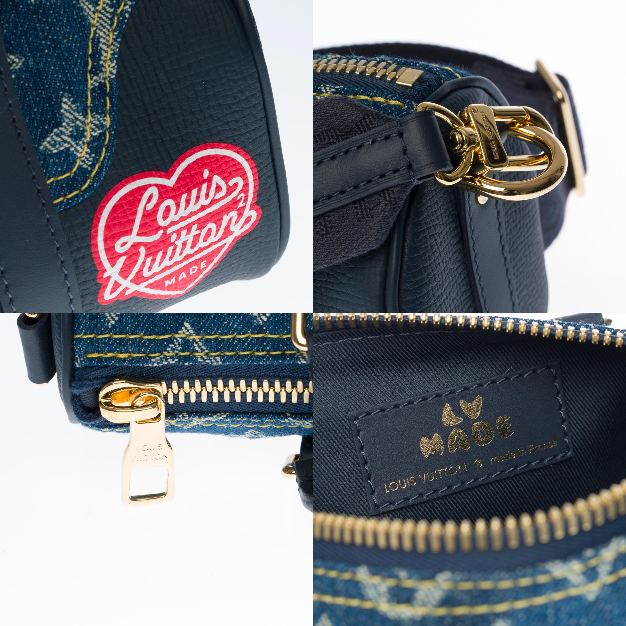 Women's or Men's BRAND NEW-Limited edition Louis Vuitton keepall XS strap in blue denim by Nigo For Sale