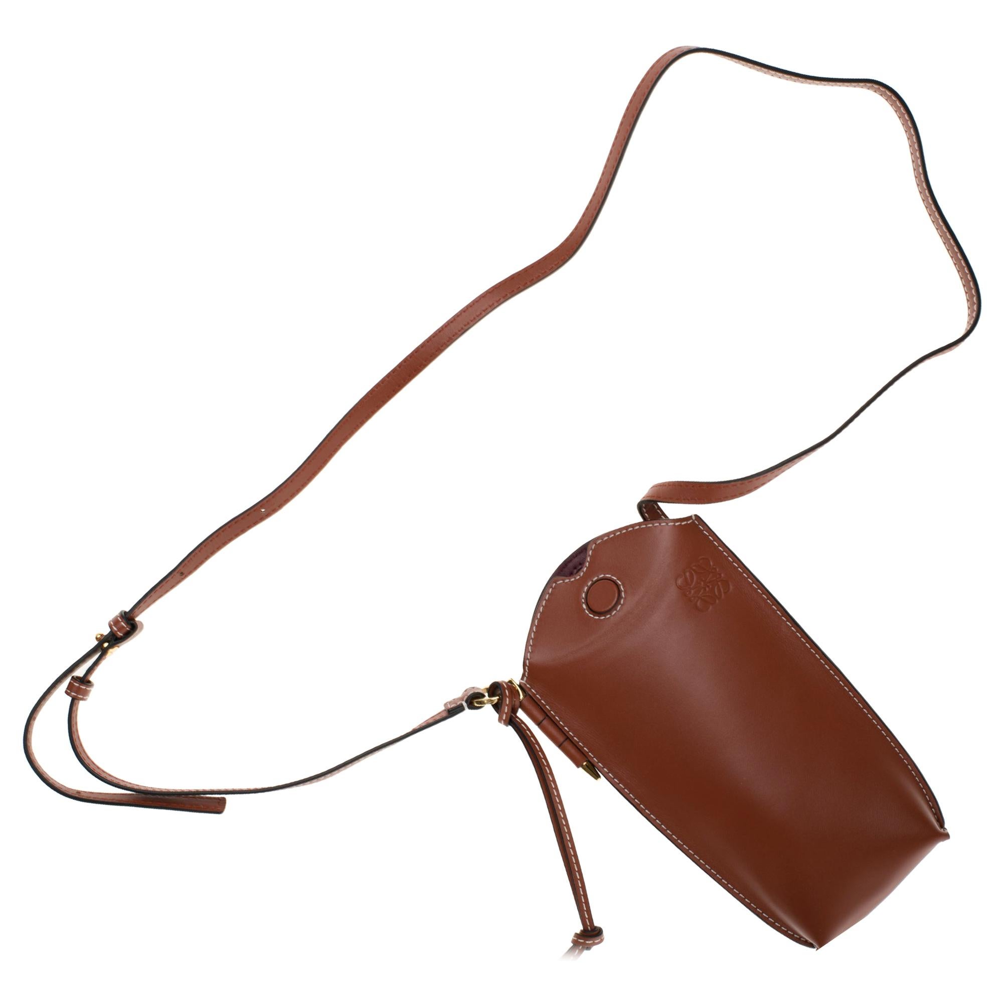 Brand New Loewe Bucket "Gate" shoulder bag in gold calfskin 