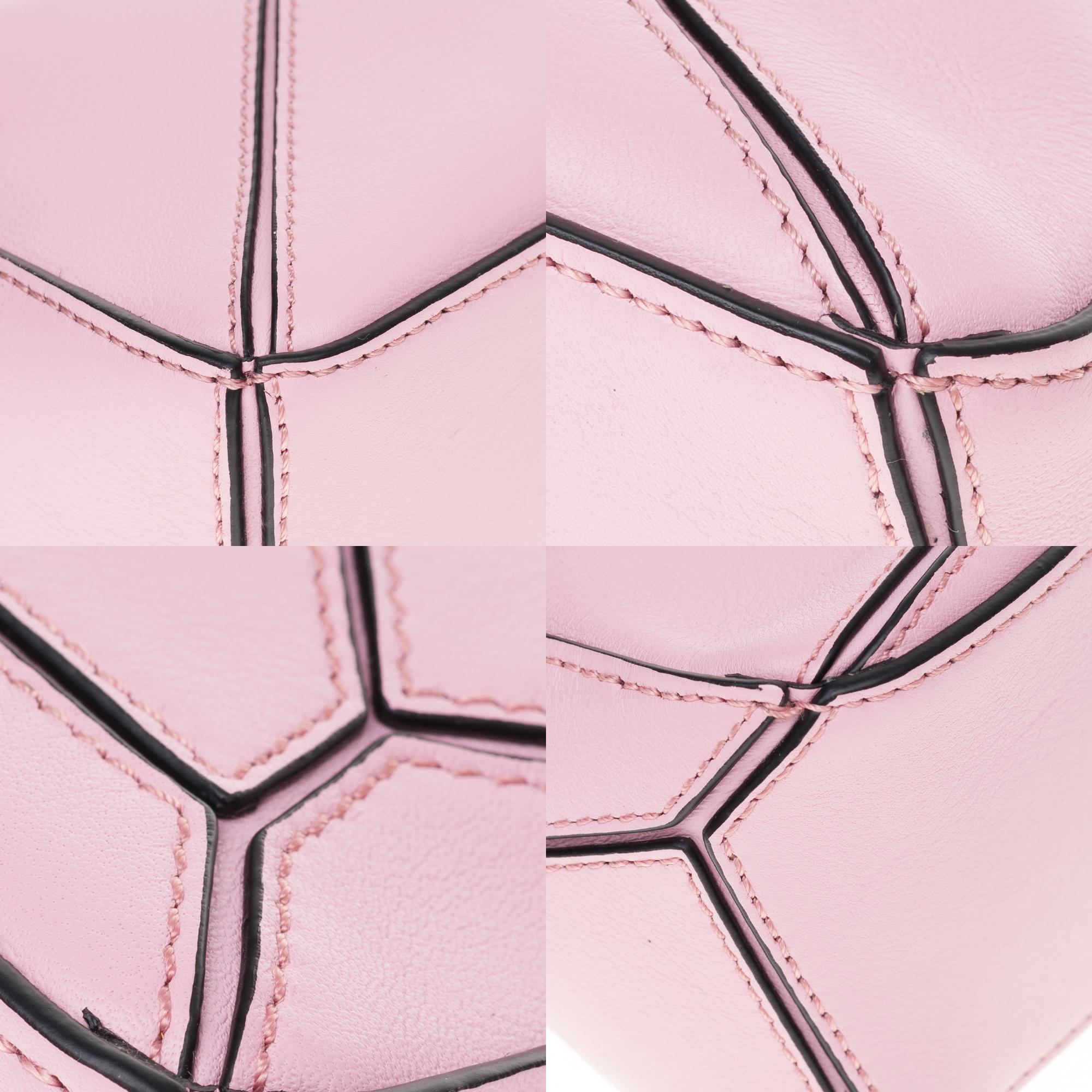Brand New - LOEWE Mini Puzzle handbag with strap in pink calfskin 5