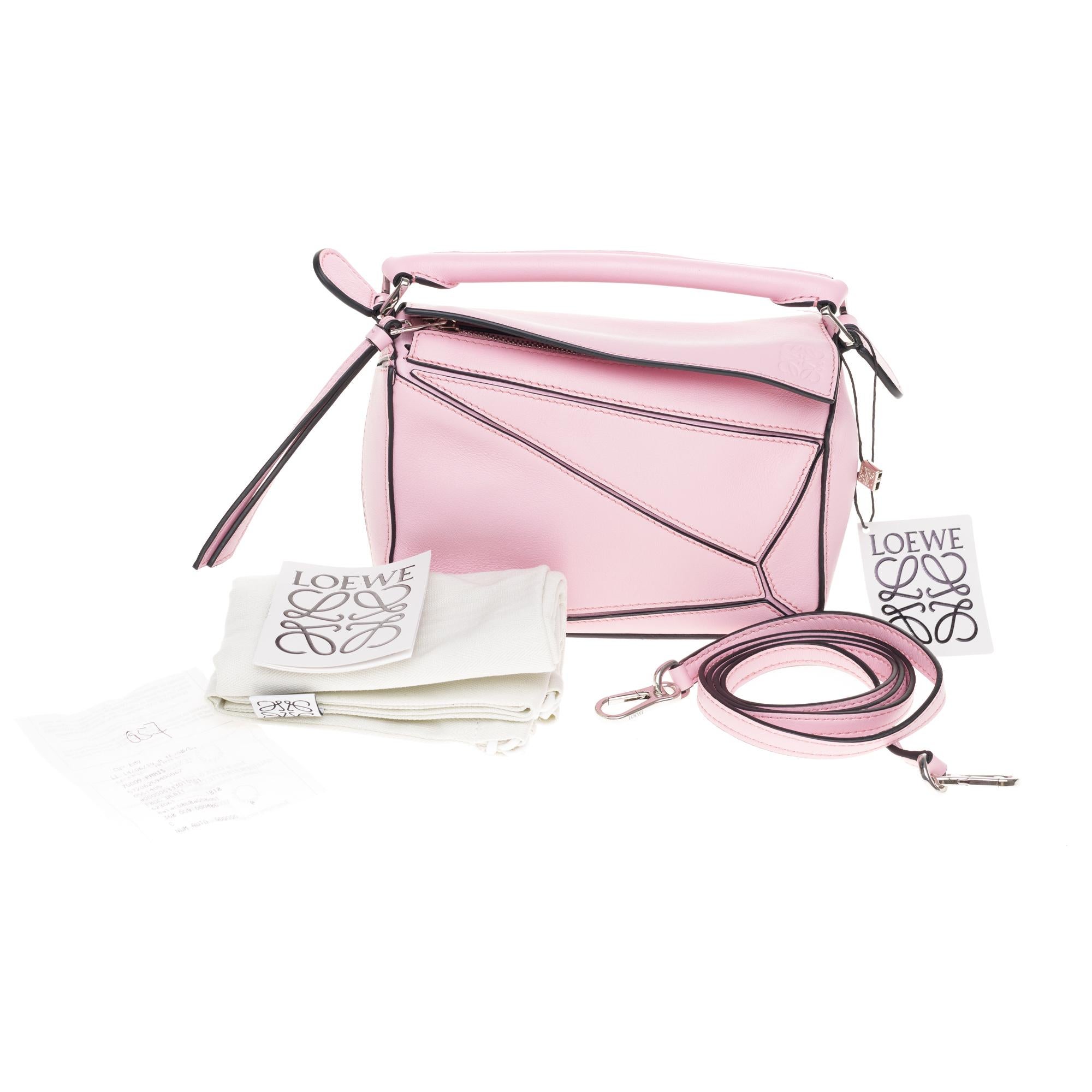 Brand New - LOEWE Mini Puzzle handbag with strap in pink calfskin 6