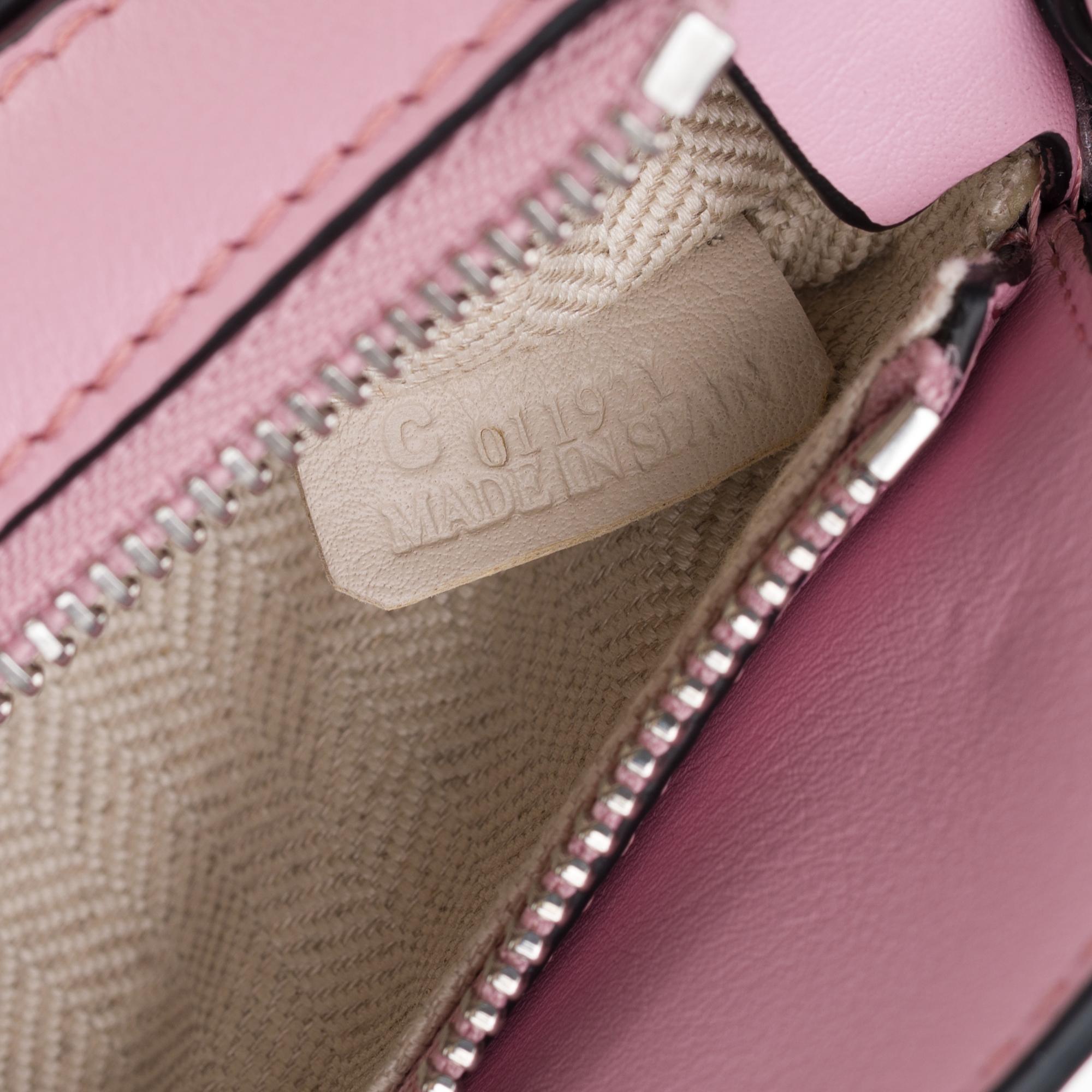 Brand New - LOEWE Mini Puzzle handbag with strap in pink calfskin 1