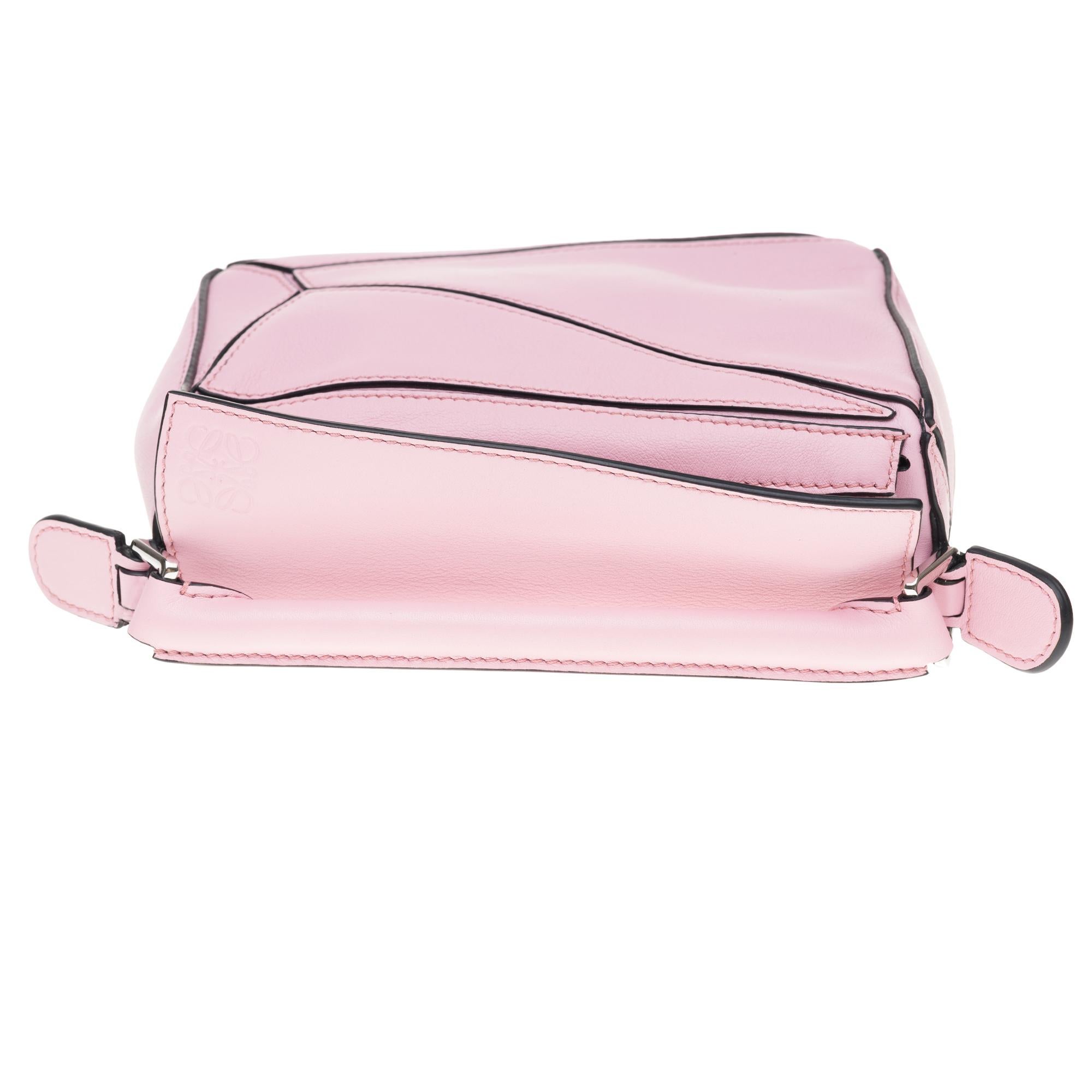 Brand New - LOEWE Mini Puzzle handbag with strap in pink calfskin 3