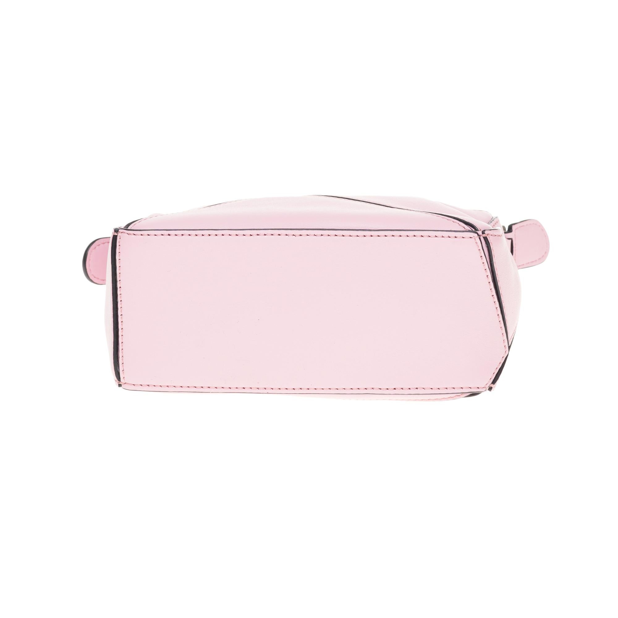 Brand New - LOEWE Mini Puzzle handbag with strap in pink calfskin 4