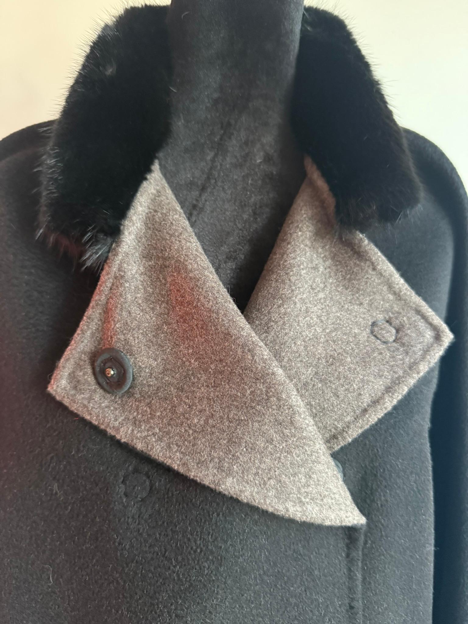 Manteau de fourrure en cachemire Loro Piana taille 8 M neuf en vente 2