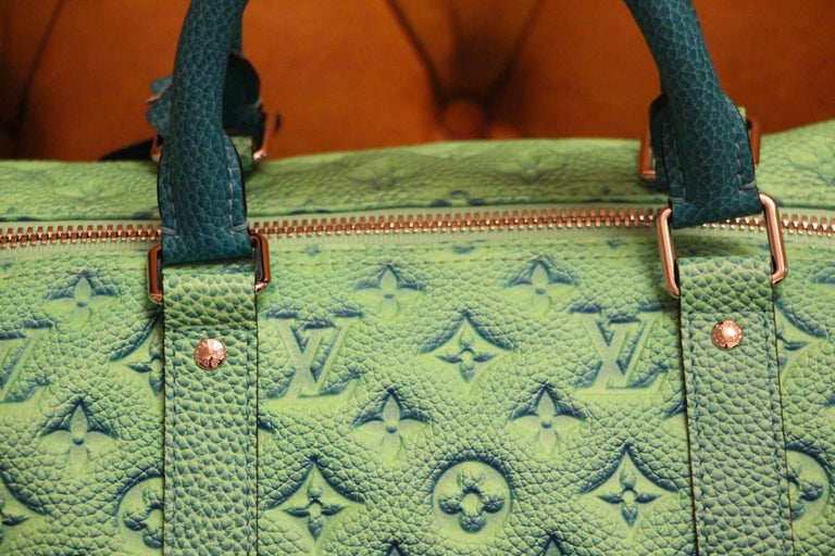 Brand New Louis Vuitton Keepall 50B Taurillon Illusion Blue/Green ,Virgil Abloh For Sale 12