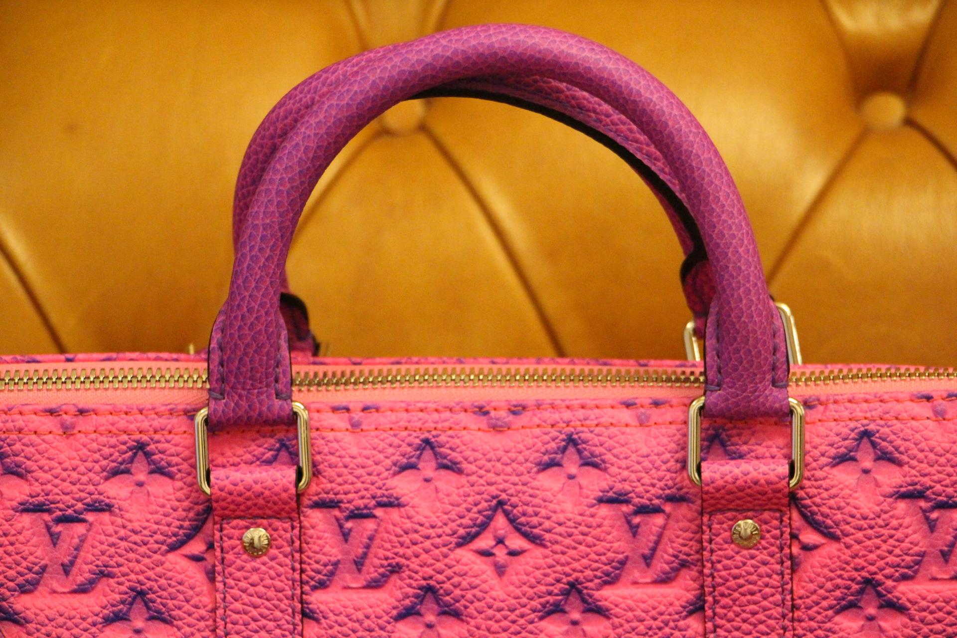 Brand New Louis Vuitton Keepall 50B Taurillon Illusion Blue/Pink by Virgil Abloh 3