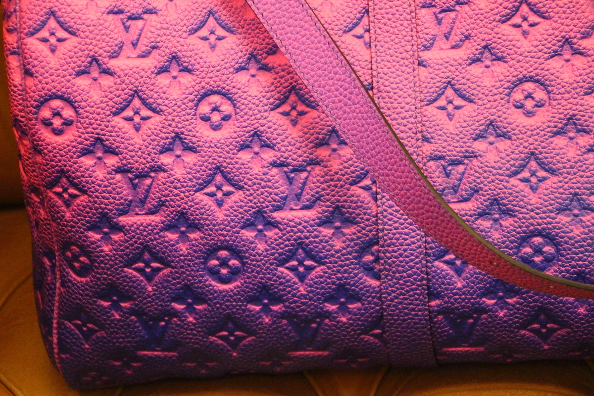 Brand New Louis Vuitton Keepall 50B Taurillon Illusion Blue/Pink by Virgil Abloh 4