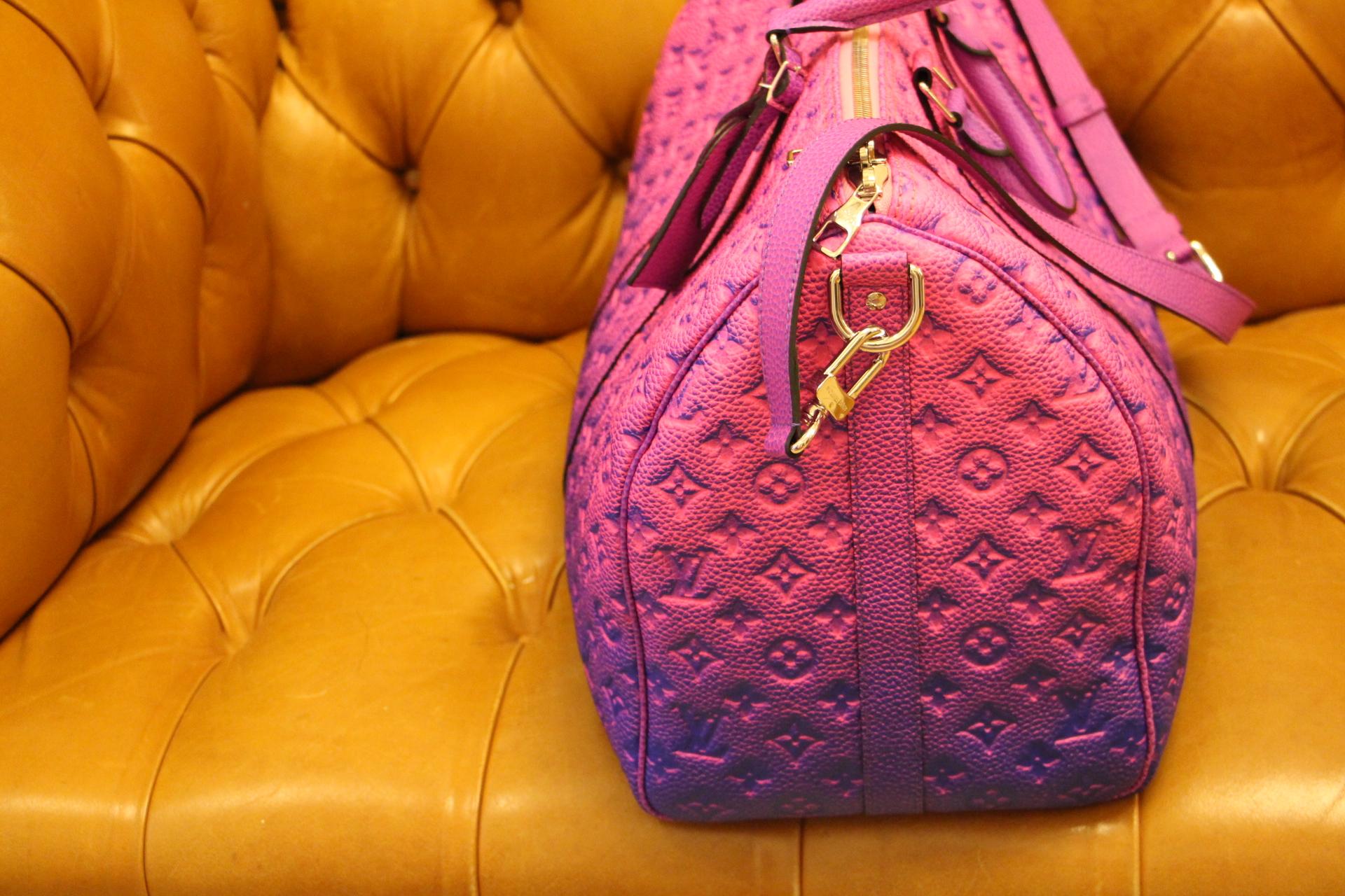Brand New Louis Vuitton Keepall 50B Taurillon Illusion Blue/Pink by Virgil Abloh 5