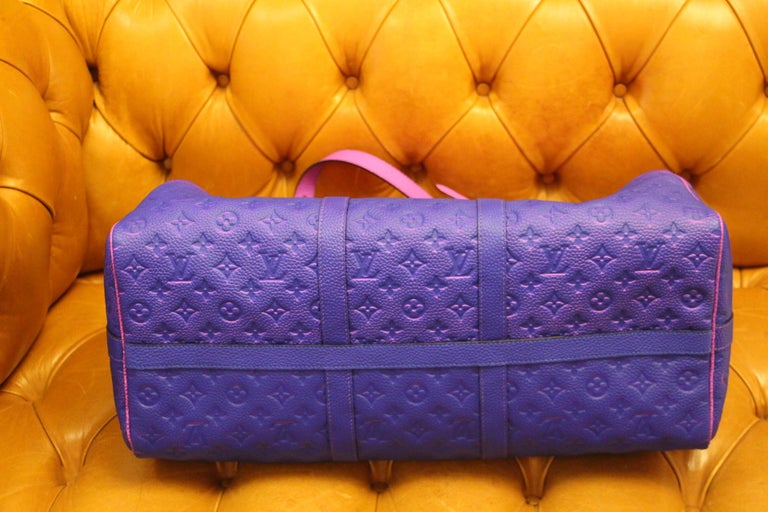 Louis Vuitton Keepall 50 Limited edition Blue Fuschia Leather ref.675379 -  Joli Closet