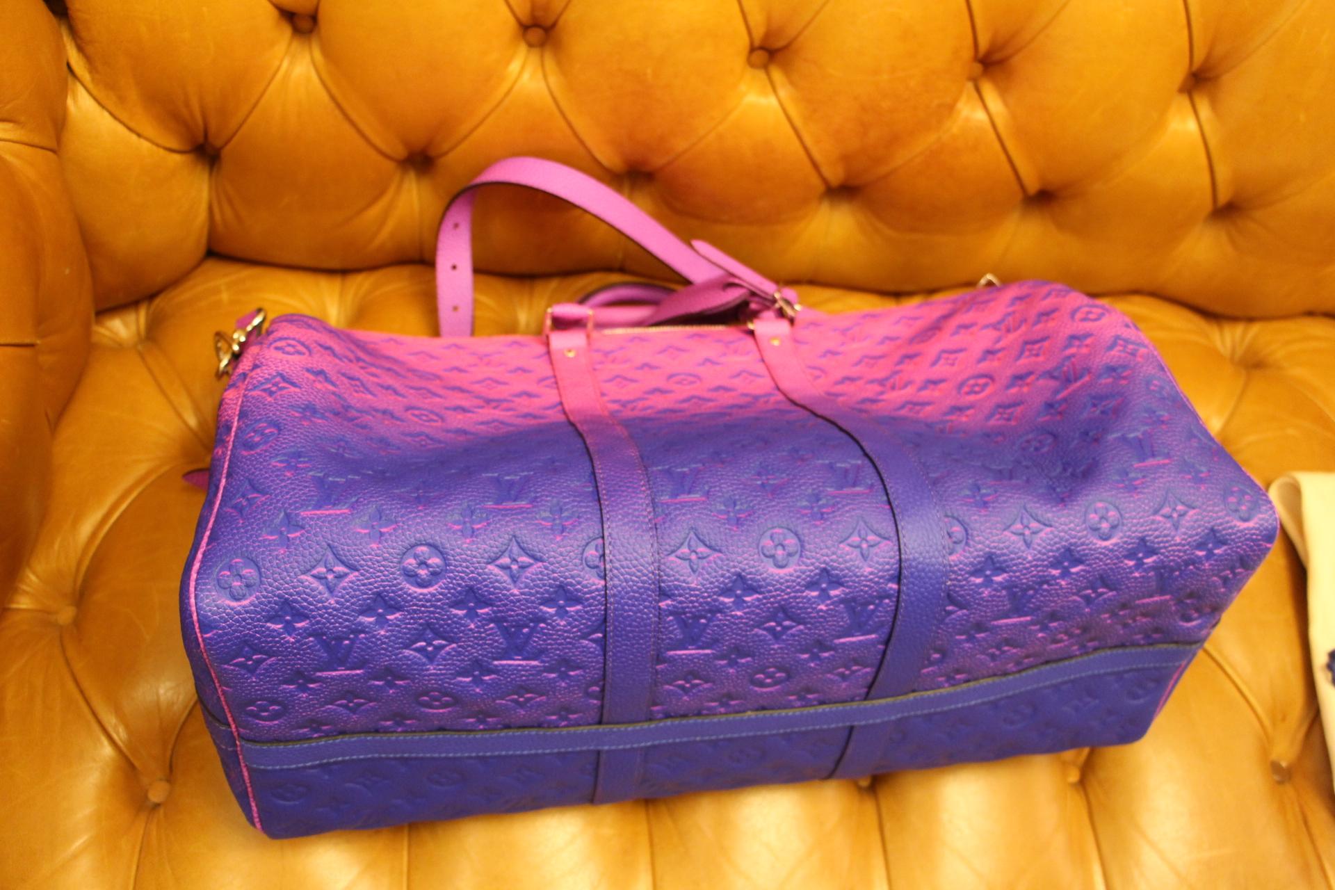 Brand New Louis Vuitton Keepall 50B Taurillon Illusion Blue/Pink by Virgil Abloh 7
