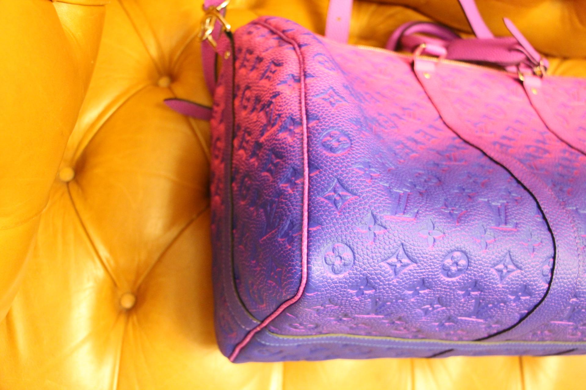 Brand New Louis Vuitton Keepall 50B Taurillon Illusion Blue/Pink by Virgil Abloh 8