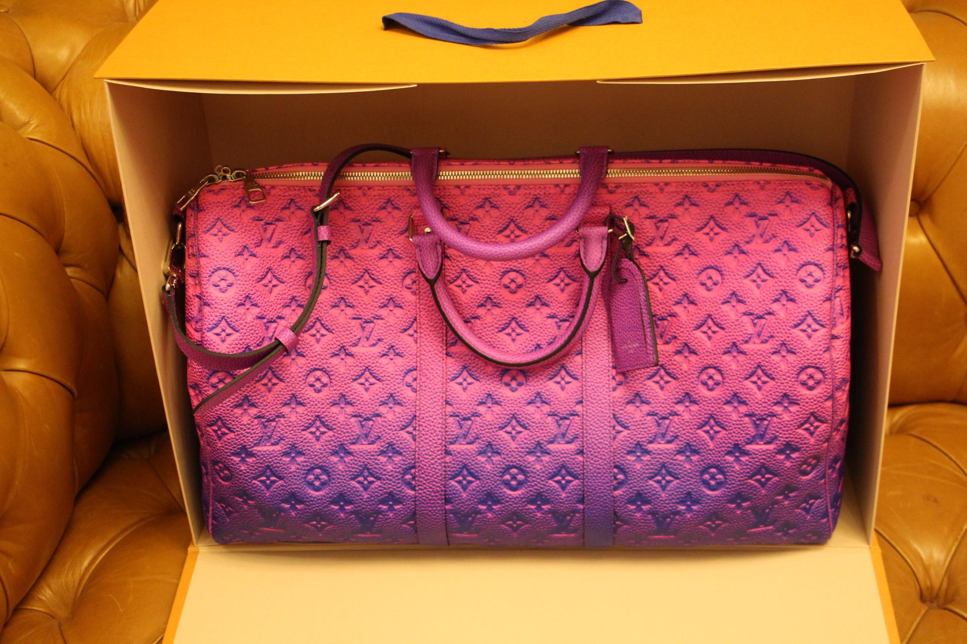 Brand New Louis Vuitton Keepall 50B Taurillon Illusion Blue/Pink by Virgil Abloh 12