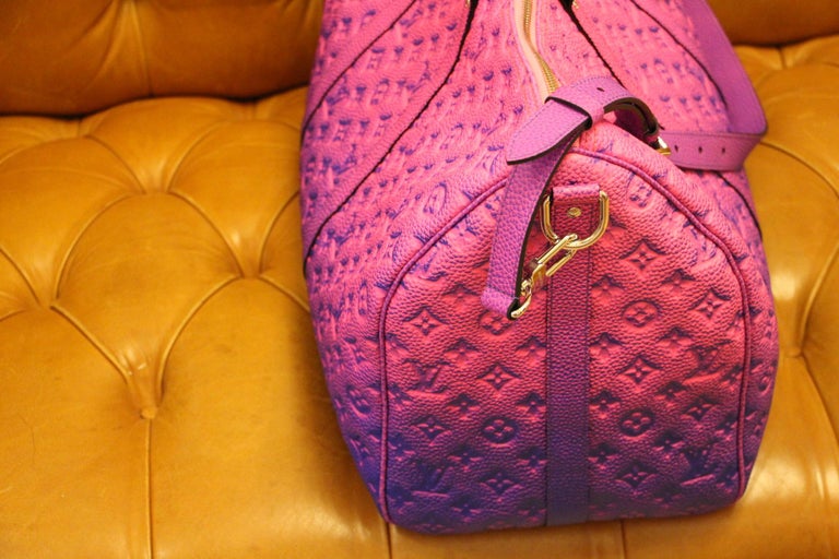 Brand New Louis Vuitton Keepall 50B Taurillon Illusion Blue/Pink by Virgil  Abloh at 1stDibs