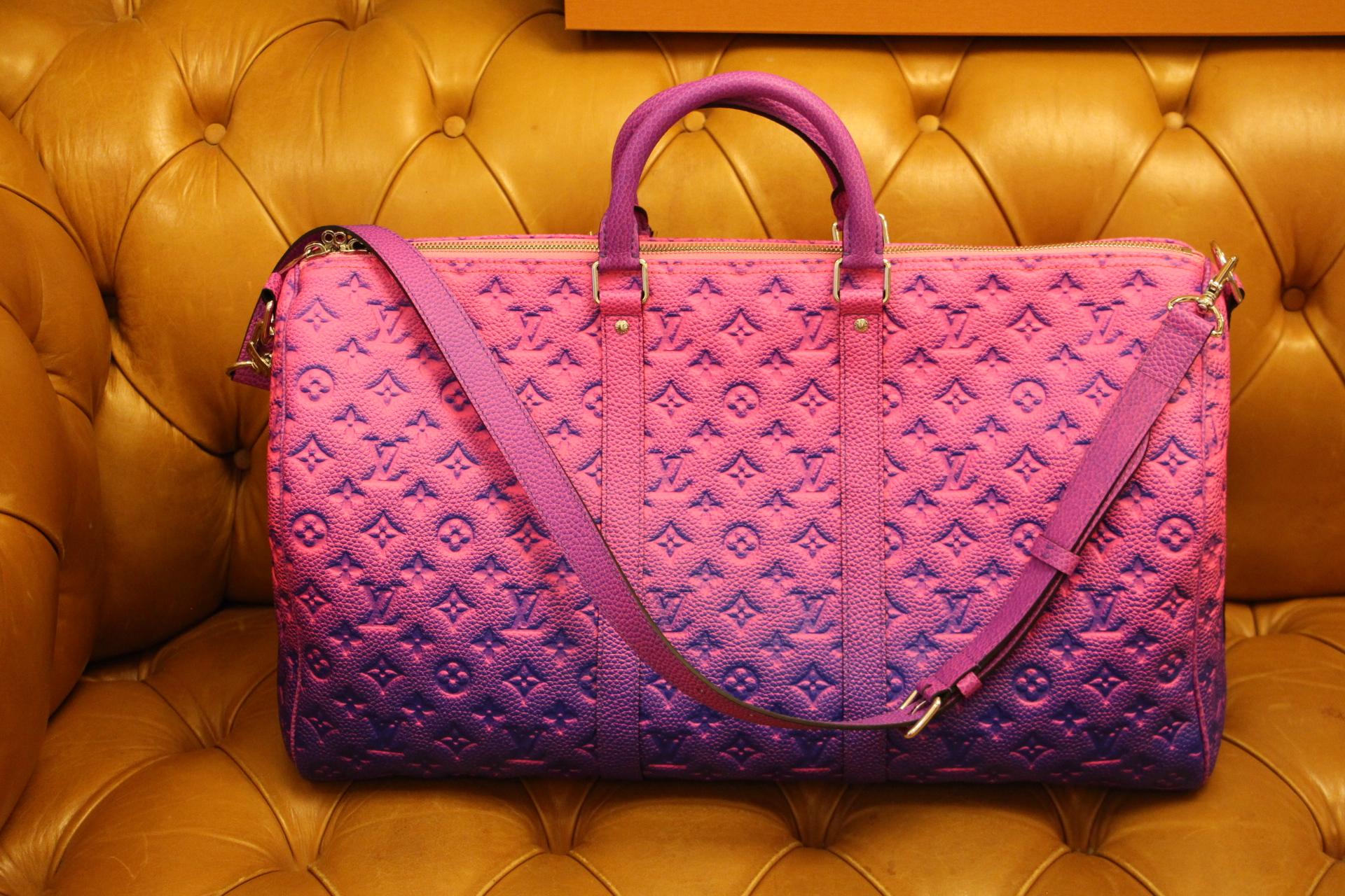 Brand New Louis Vuitton Keepall 50B Taurillon Illusion Blue/Pink by Virgil Abloh 2