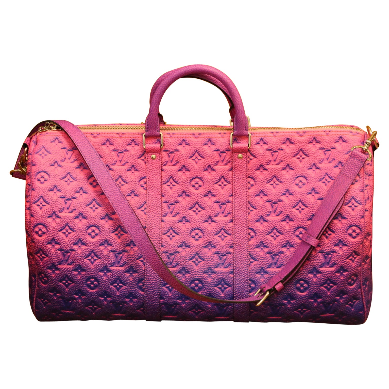 Brand New Louis Vuitton Keepall 50B Taurillon Illusion Blue/Pink by Virgil Abloh