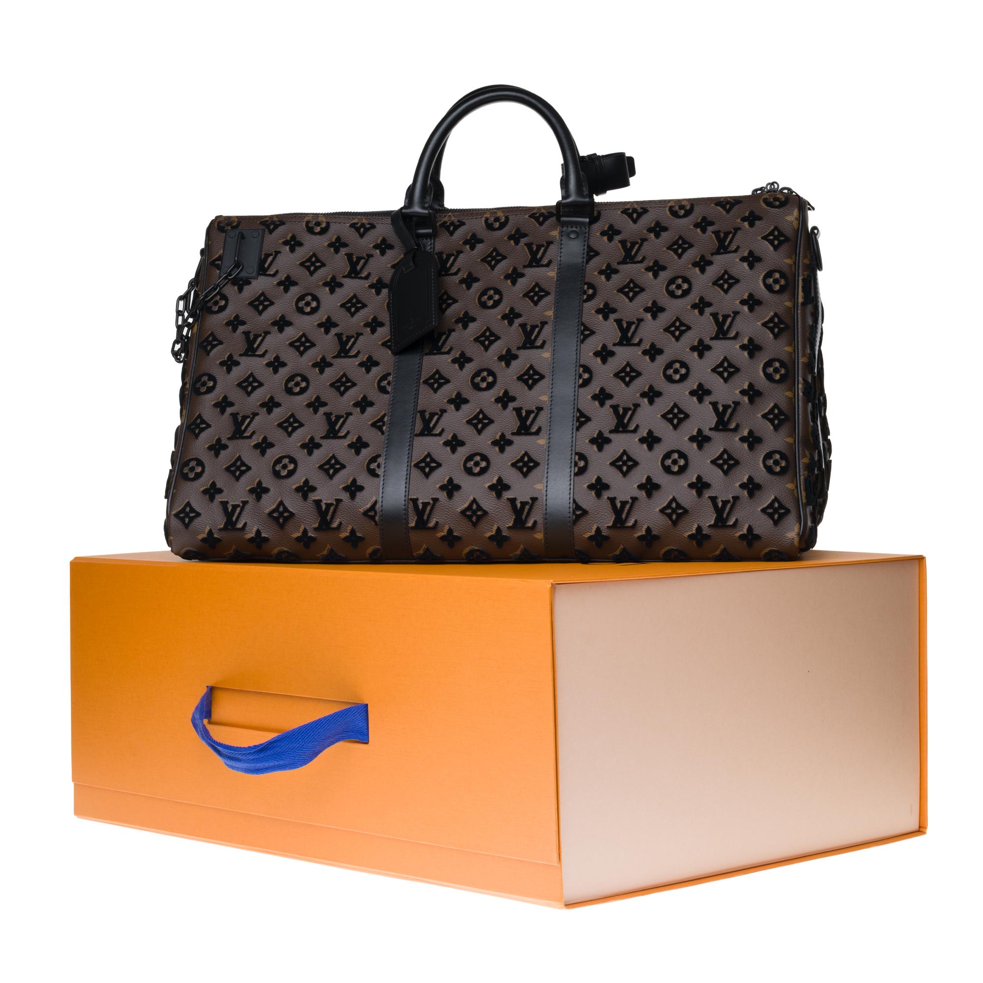 BRAND NEW Louis Vuitton Keepall Bandouliere Triangle 50 in brown canvas ! 9