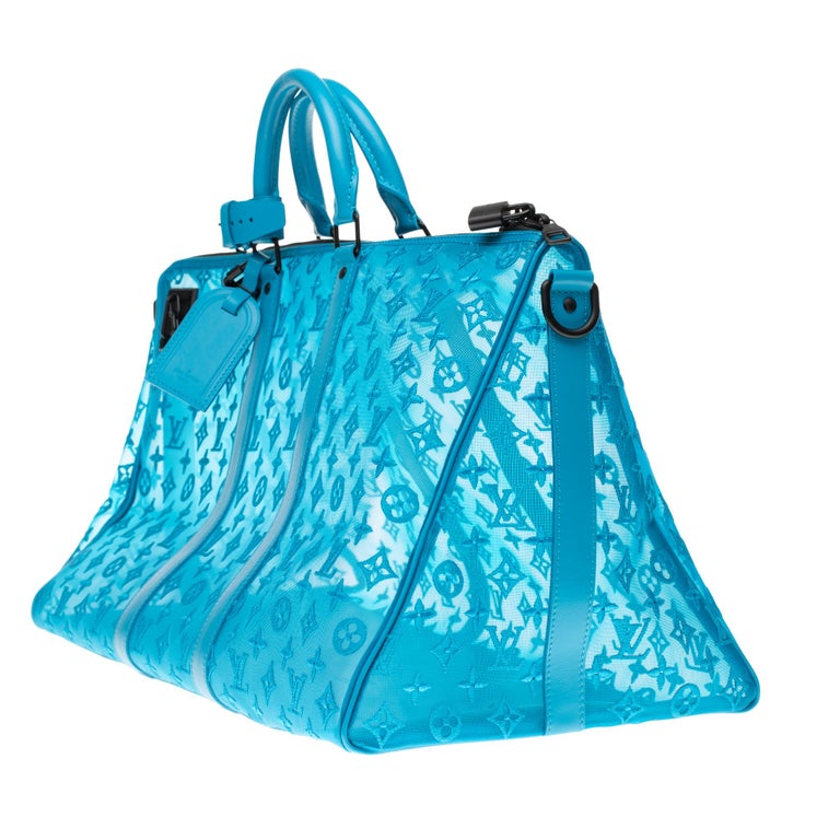 BRAND NEW Louis Vuitton Keepall Bandouliere Triangle 50 in turquoise mesh ! For Sale at 1stDibs