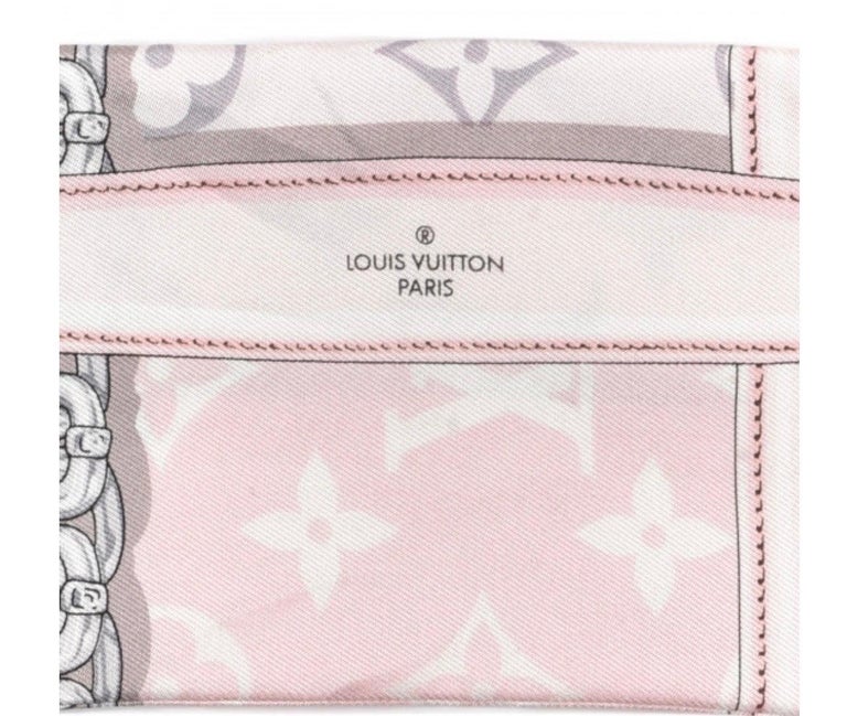 Louis Vuitton Silk Scarf Square 70 Carre White/Pink Monogram